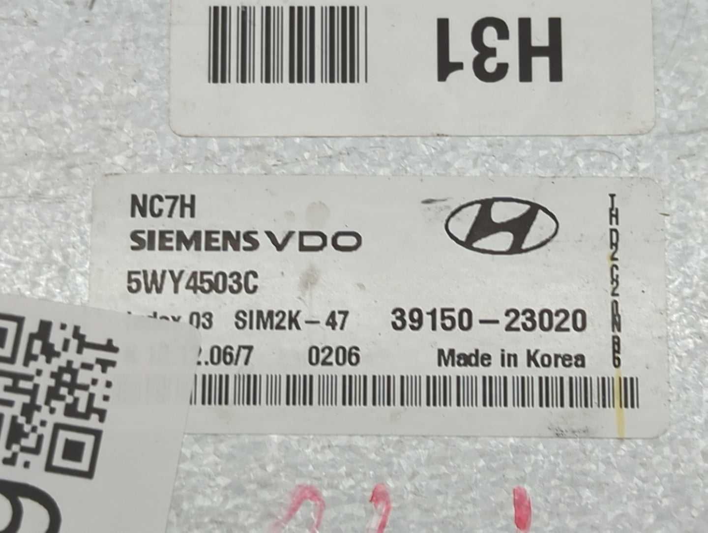 2007 Hyundai Elantra PCM Engine Control Computer ECU ECM PCU OEM P/N:5WY4503C 39150-23020, SIM2K-47 Fits OEM Used Auto Parts