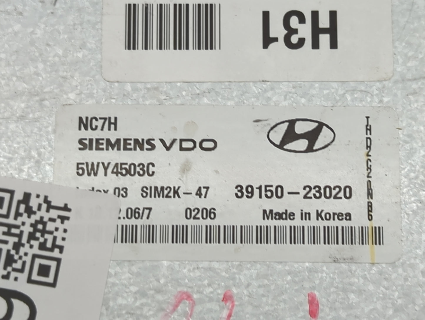 2007 Hyundai Elantra PCM Engine Control Computer ECU ECM PCU OEM P/N:5WY4503C 39150-23020, SIM2K-47 Fits OEM Used Auto Parts