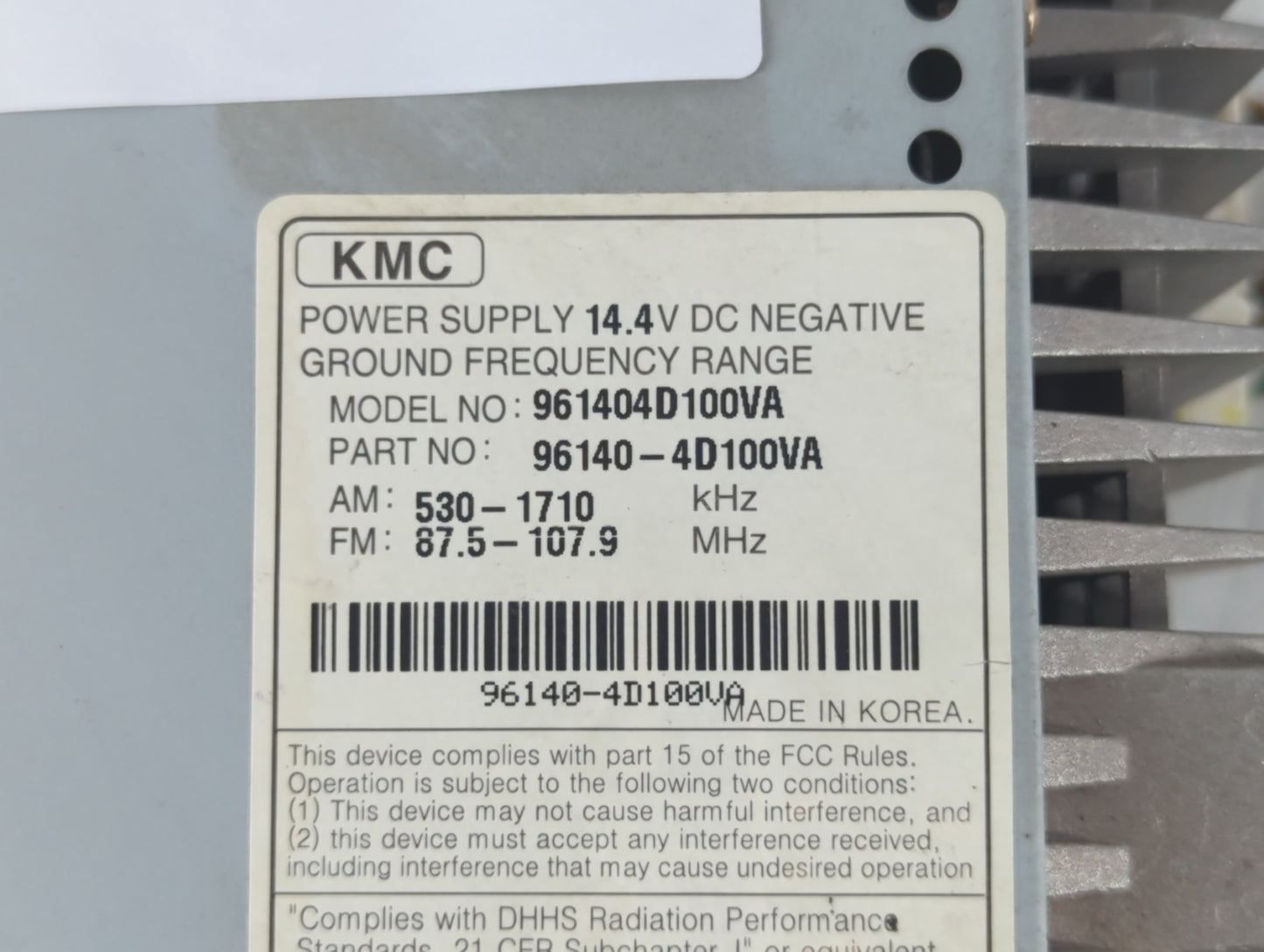 2007 Hyundai Entourage Radio AM FM Cd Player Receiver Replacement P/N:96140-4D100VA Fits Fits 2006 2008 OEM Used Auto Parts 