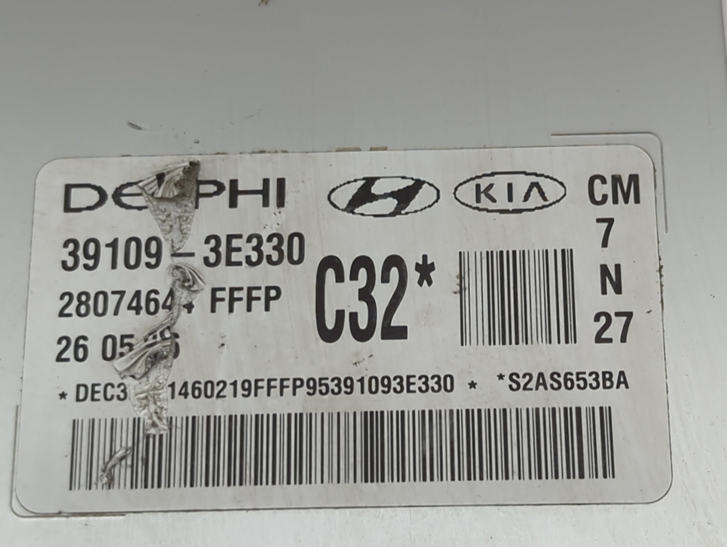 2007-2009 Hyundai Santa Fe PCM Engine Control Computer ECU ECM PCU OEM P/N:39109-3E330 Fits Fits 2007 2008 2009 OEM Used Aut