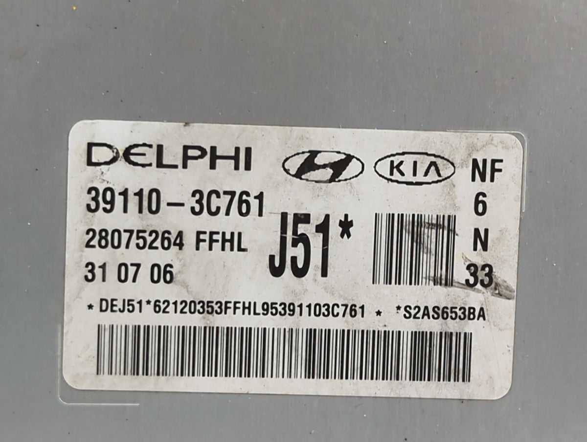 2006-2008 Hyundai Sonata PCM Engine Control Computer ECU ECM PCU OEM P/N:39110-3C761 Fits Fits 2006 2007 2008 OEM Used Auto 