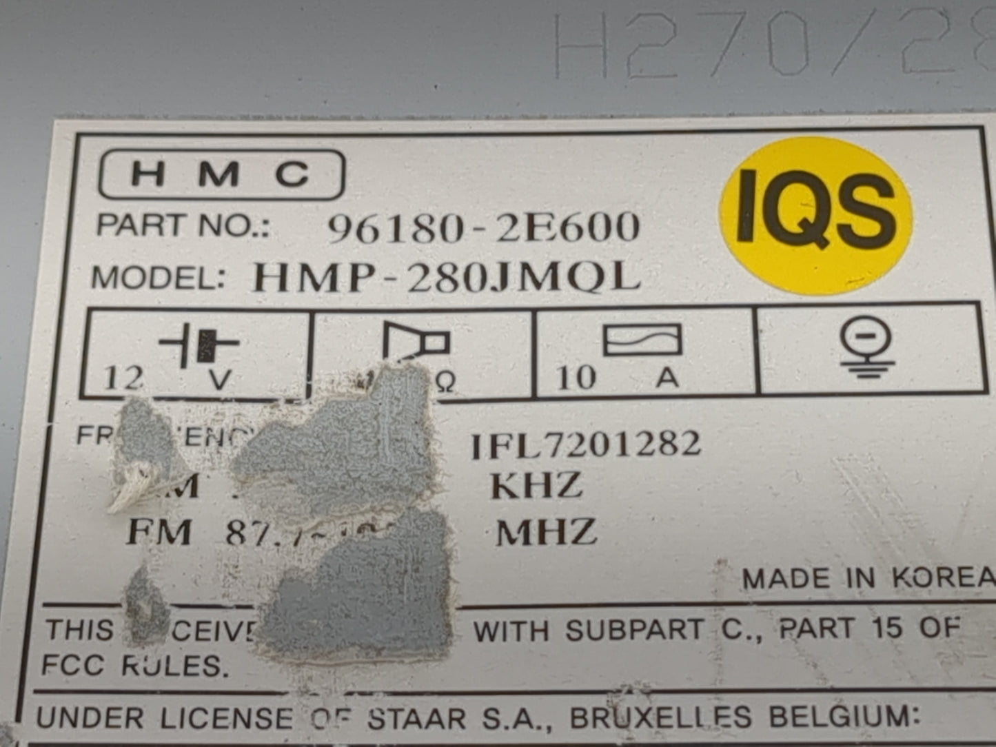 2007-2008 Hyundai Tucson Radio AM FM Cd Player Receiver Replacement P/N:96180-2E600 Fits Fits 2007 2008 OEM Used Auto Parts 