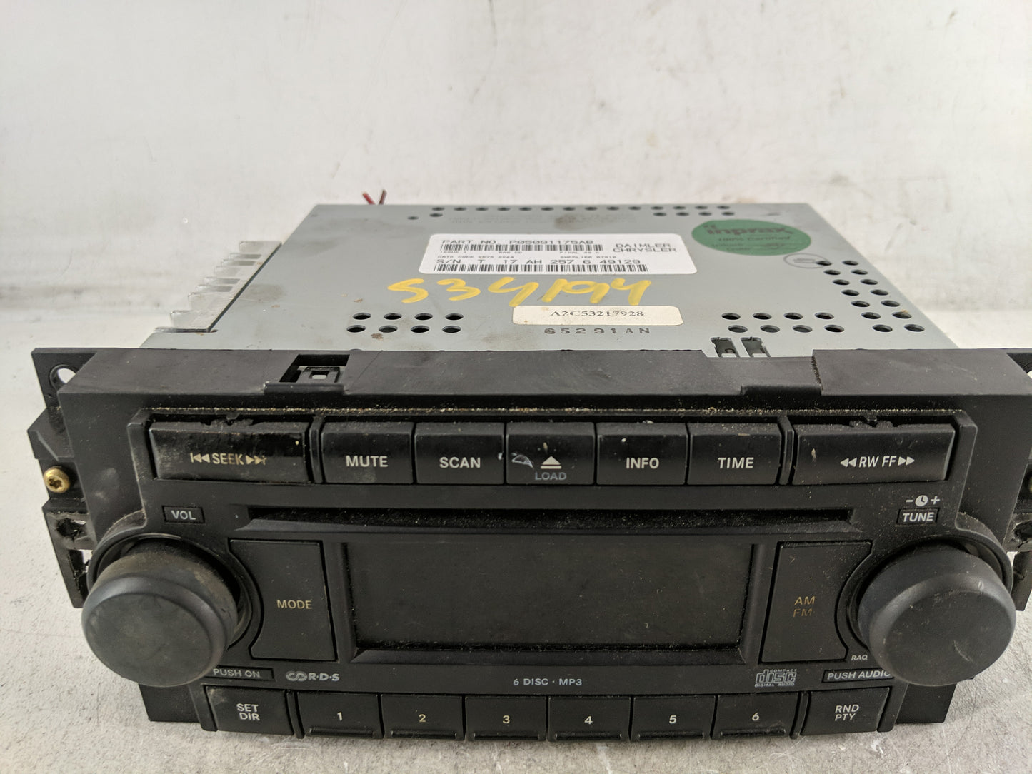2007-2008 Jeep Compass Radio AM FM Cd Player Receiver Replacement P/N:P05091175AB Fits Fits 2007 2008 2009 OEM Used Auto Par