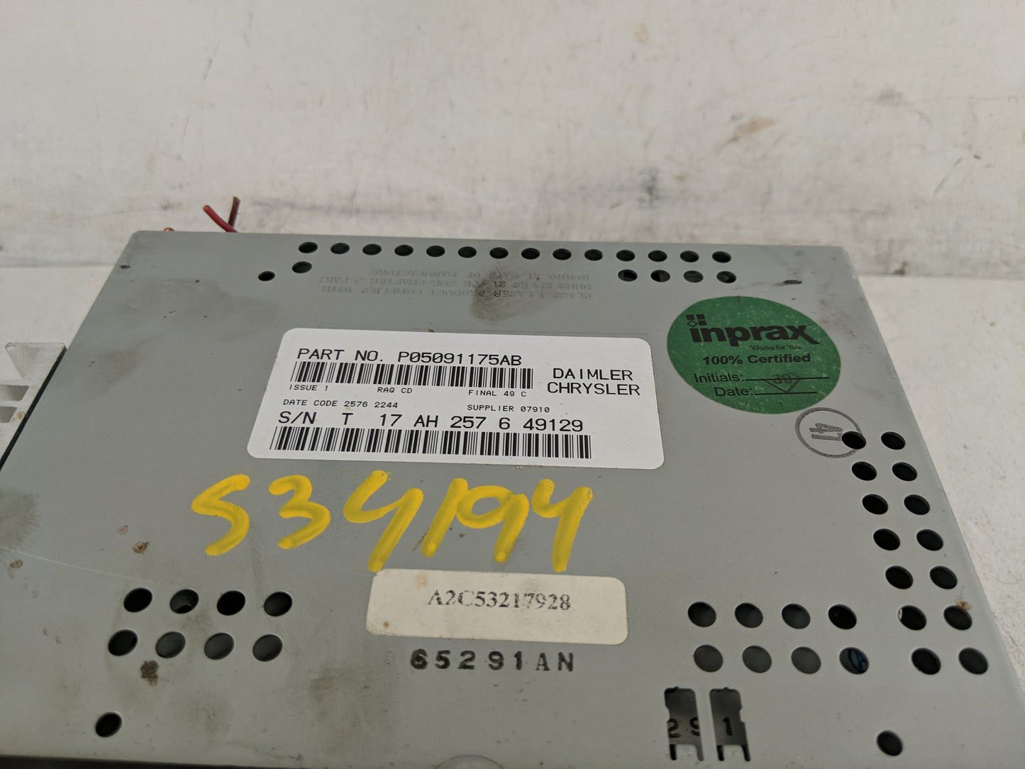 2007-2008 Jeep Compass Radio AM FM Cd Player Receiver Replacement P/N:P05091175AB Fits Fits 2007 2008 2009 OEM Used Auto Par