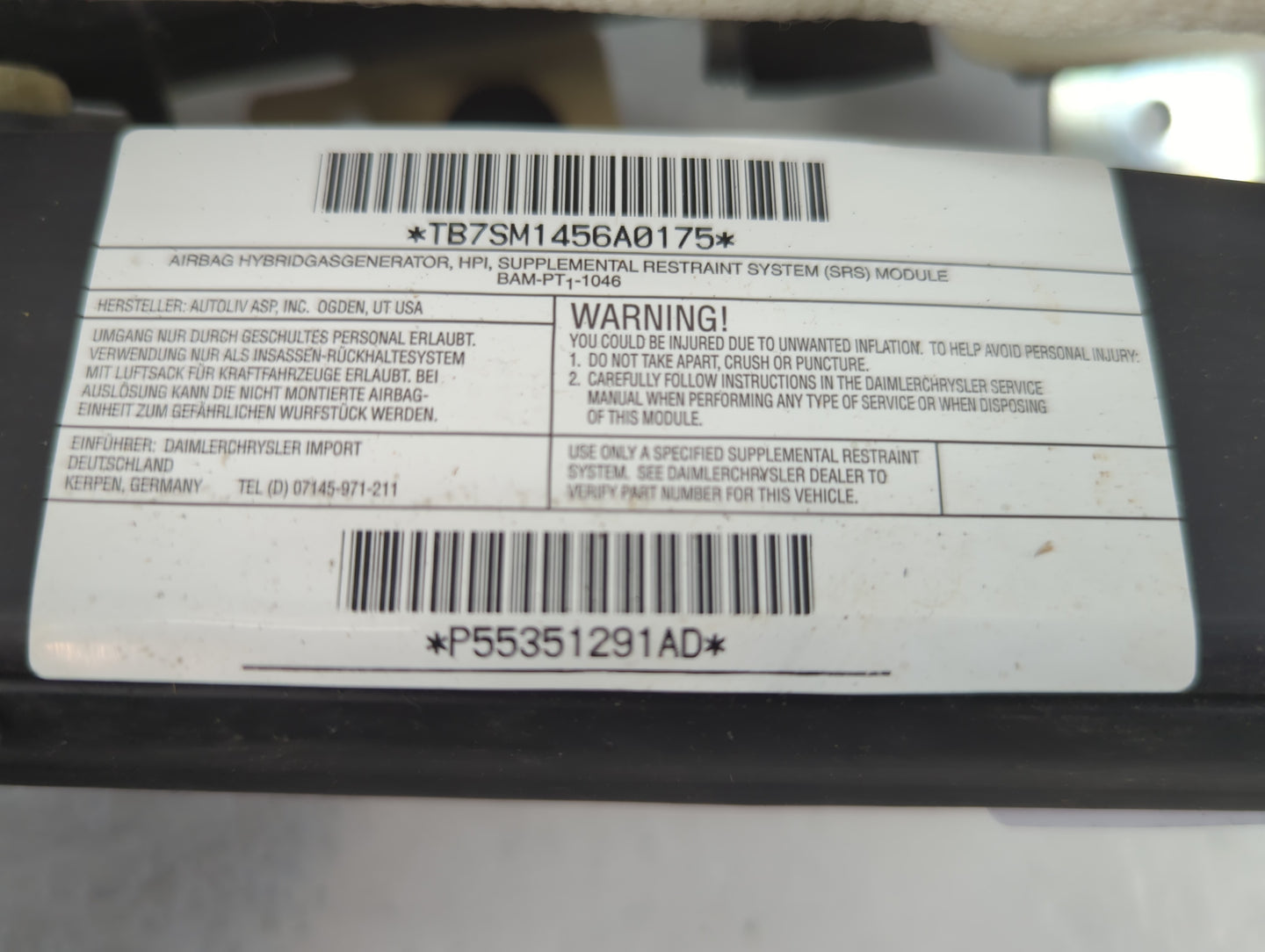 2007-2017 Jeep Compass Driver Curtain Air Bag Oem - Oemusedautoparts1.com