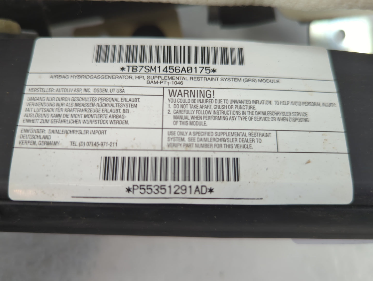 2007-2017 Jeep Compass Driver Curtain Air Bag Oem - Oemusedautoparts1.com