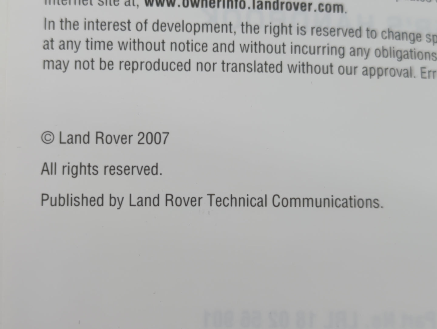 2007 Land Rover Lr2 Owners Manual Book Guide OEM Used Auto Parts - Oemusedautoparts1.com