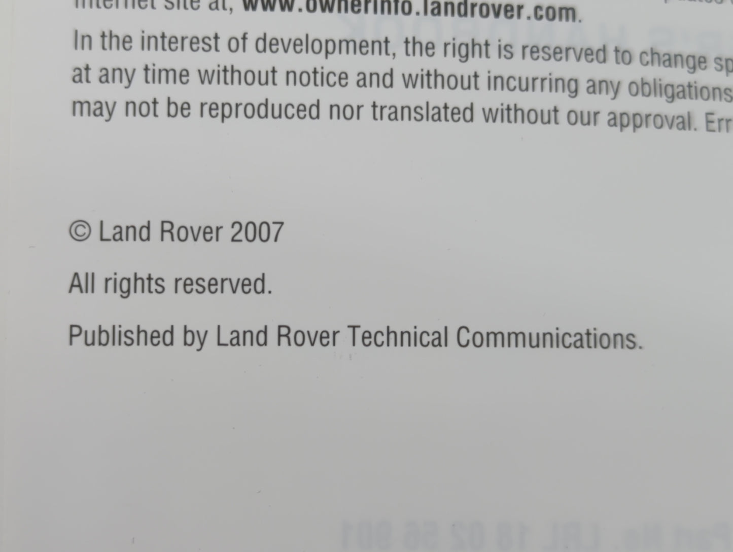2007 Land Rover Lr2 Owners Manual Book Guide OEM Used Auto Parts - Oemusedautoparts1.com