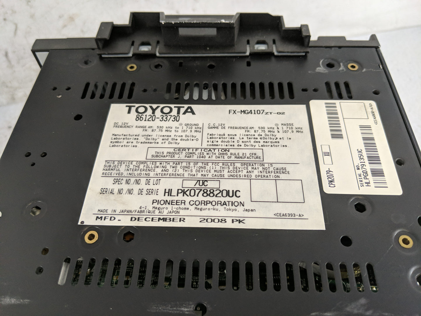 2007-2009 Lexus Es350 Radio AM FM Cd Player Receiver Replacement P/N:86120-33730 Fits Fits 2007 2008 2009 OEM Used Auto Part