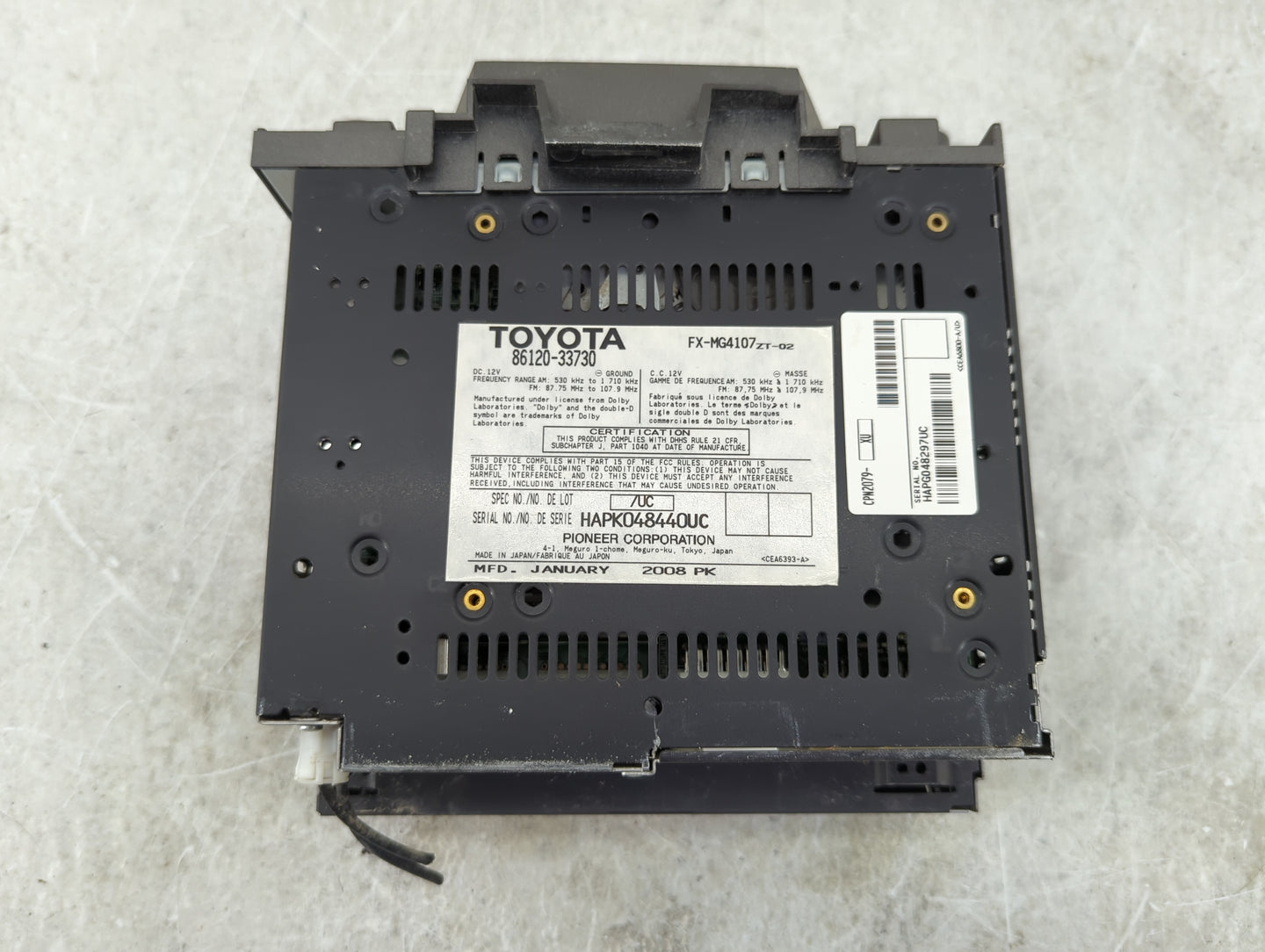 2007-2009 Lexus Es350 Radio AM FM Cd Player Receiver Replacement P/N:86120-33730 FX-MG4107ZT-02 Fits Fits 2007 2008 2009 OEM
