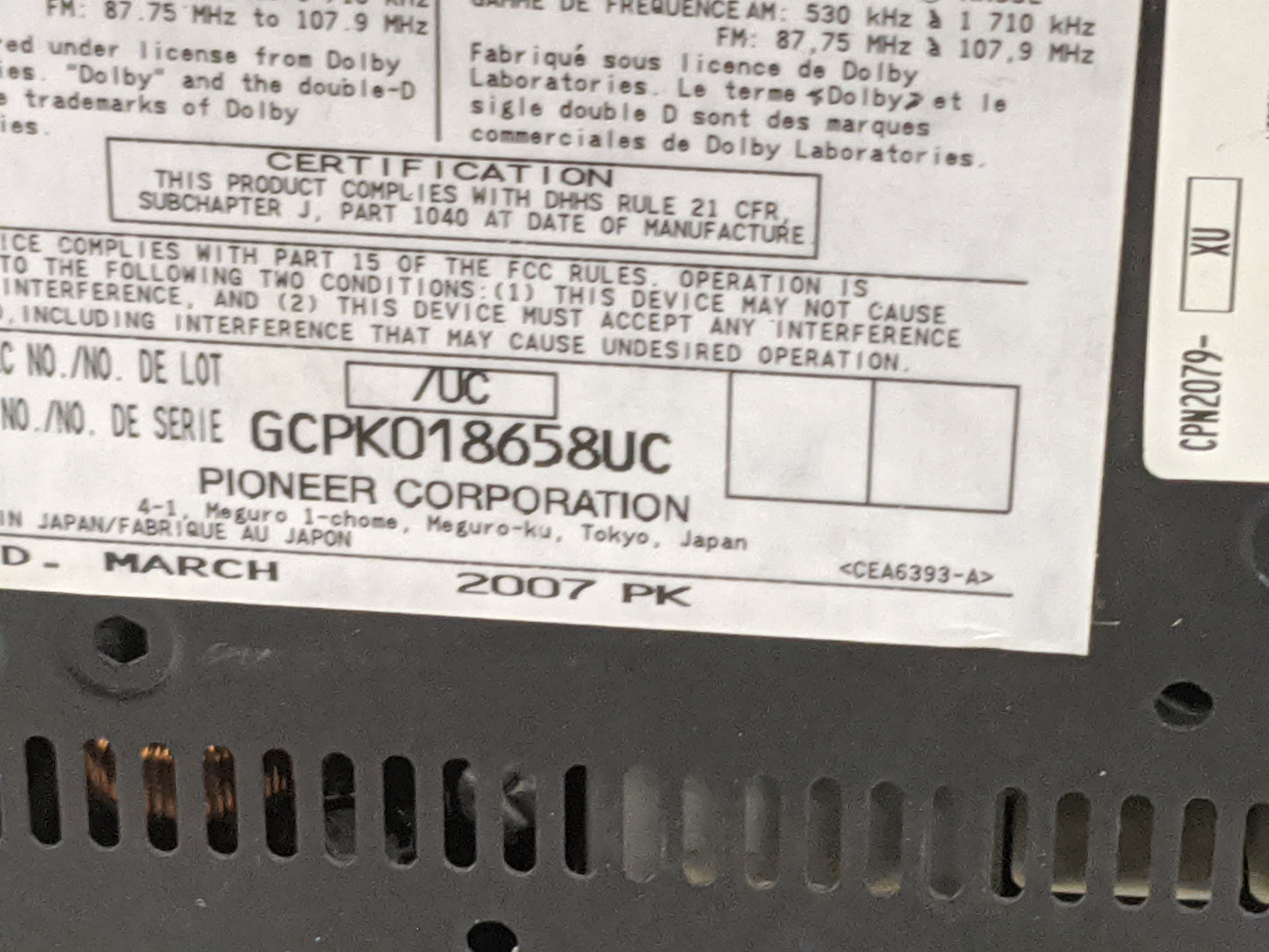 2007-2009 Lexus Es350 Radio AM FM Cd Player Receiver Replacement P/N:86120-33730 FX-MG4107-02 Fits Fits 2007 2008 2009 OEM U