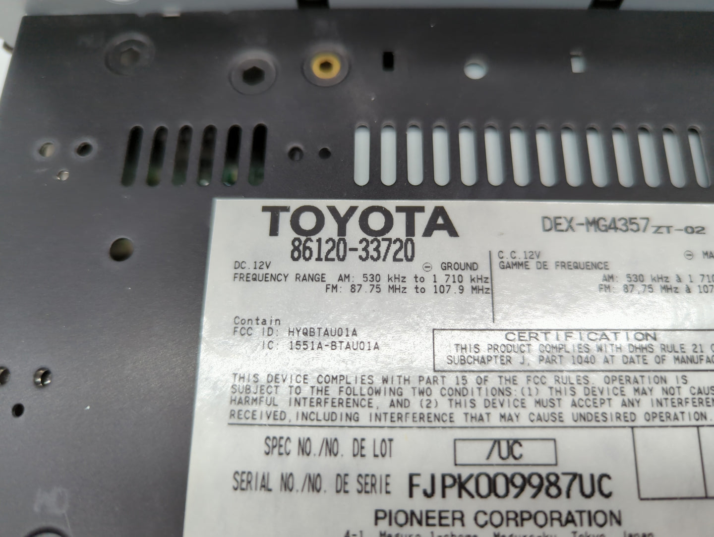 2007-2009 Lexus Es350 Am Fm Cd Player Radio Receiver - Oemusedautoparts1.com
