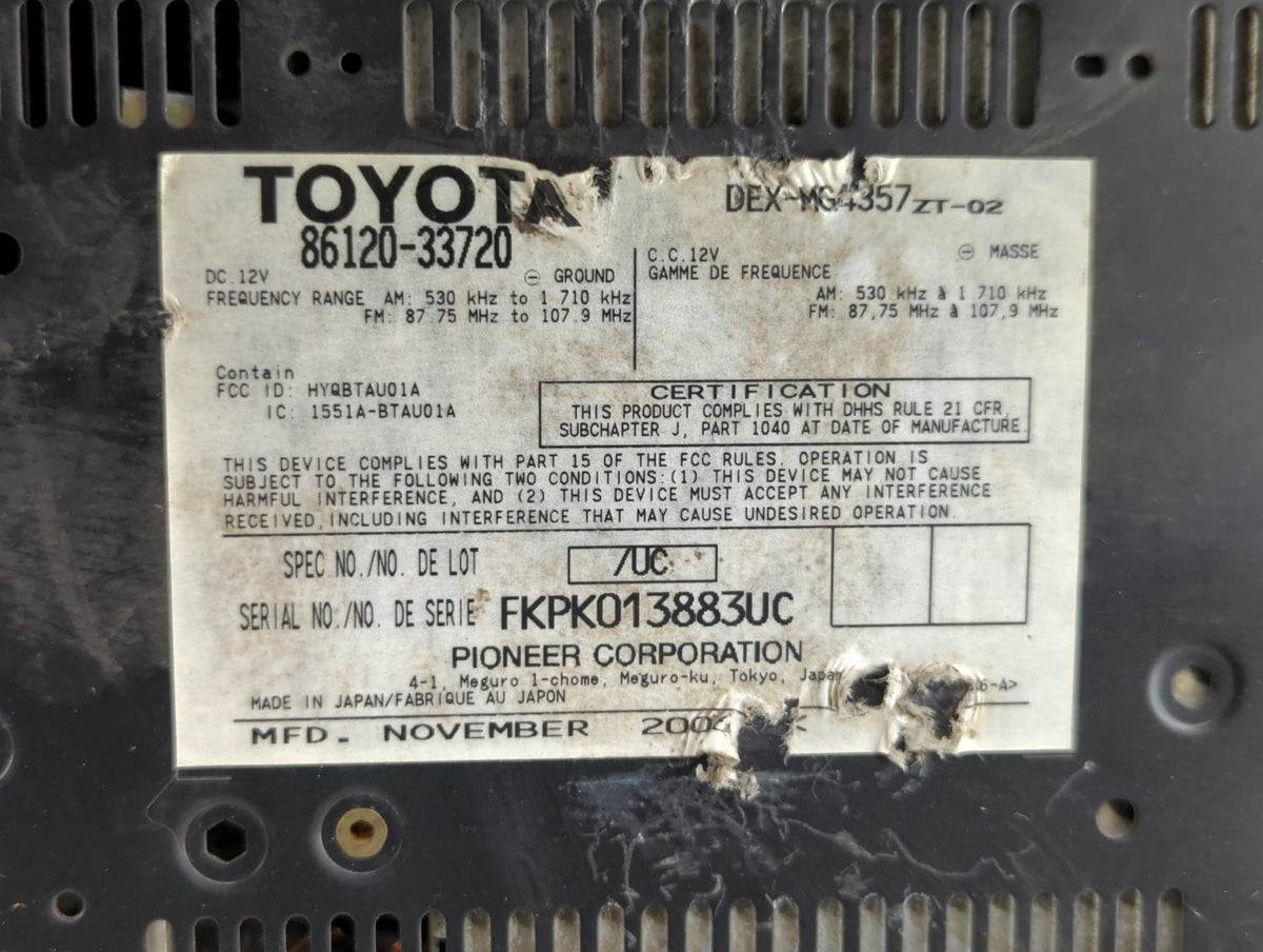 2007-2009 Lexus Es350 Am Fm Cd Player Radio Receiver 345609 - Oemusedautoparts1.com
