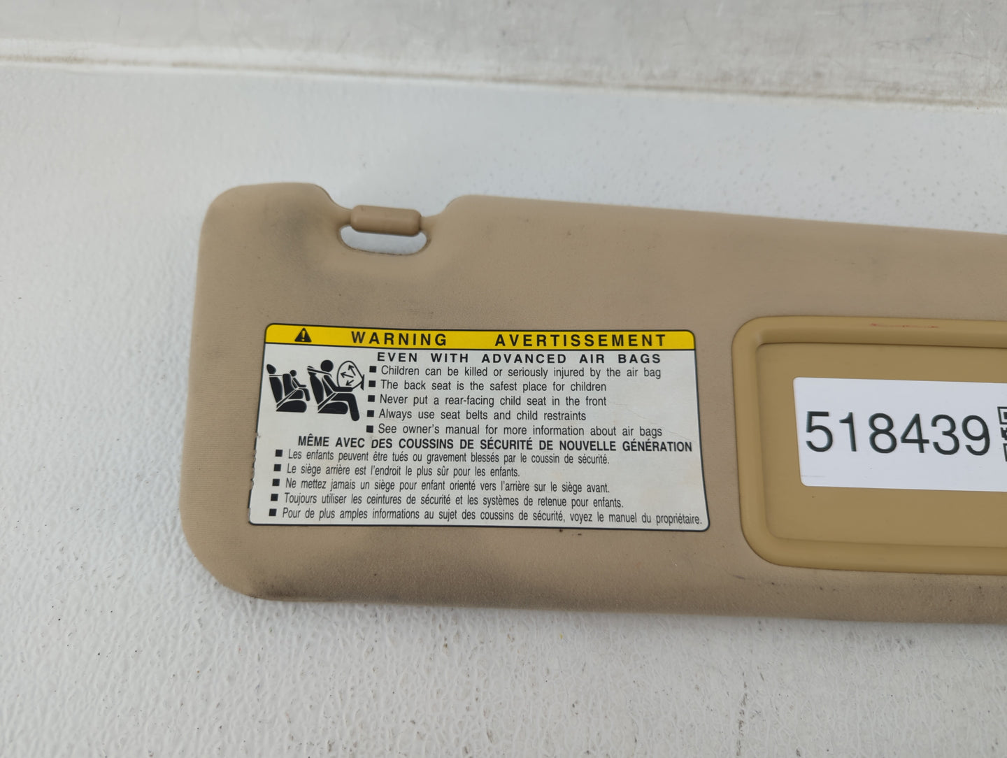 2007-2009 Lexus Es350 Sun Visor Shade Replacement Passenger Right Mirror Fits Fits 2007 2008 2009 OEM Used Auto Parts - Oemu