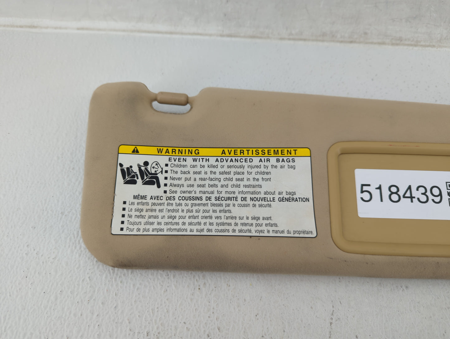 2007-2009 Lexus Es350 Sun Visor Shade Replacement Passenger Right Mirror Fits Fits 2007 2008 2009 OEM Used Auto Parts - Oemu