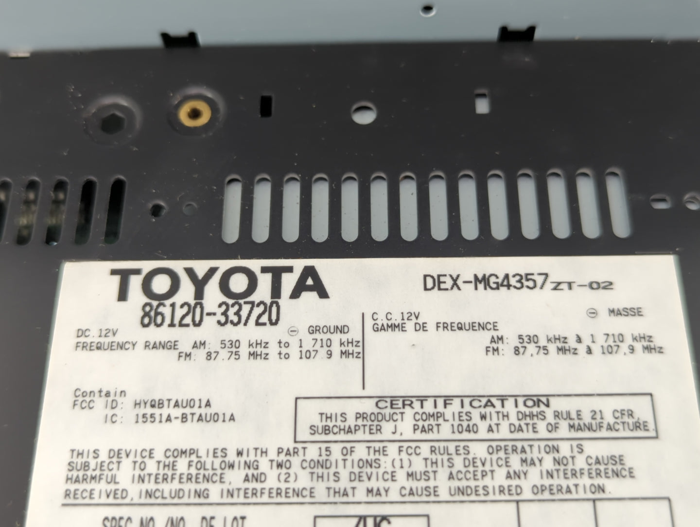 2007-2009 Lexus Es350 Am Fm Cd Player Radio Receiver - Oemusedautoparts1.com
