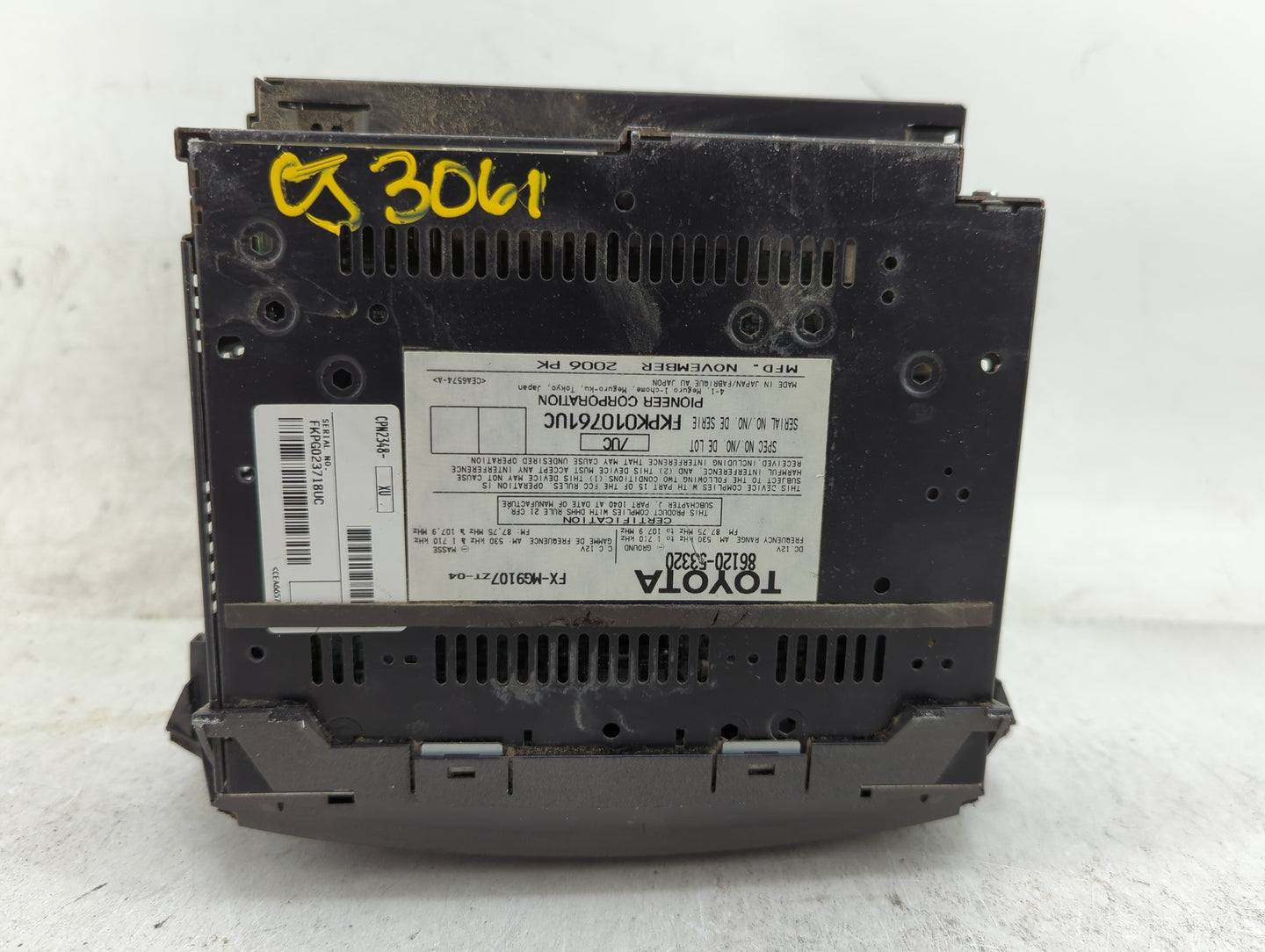 2006-2008 Lexus Is250 Radio AM FM Cd Player Receiver Replacement P/N:86120-53320 FX-MG9107ZT-04 Fits Fits 2006 2007 2008 OEM