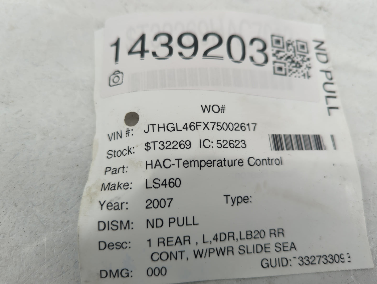 2007-2012 Lexus Ls460 Climate Control Module Temperature AC/Heater Replacement P/N:7B0261 Fits Fits 2007 2008 2009 2010 2011