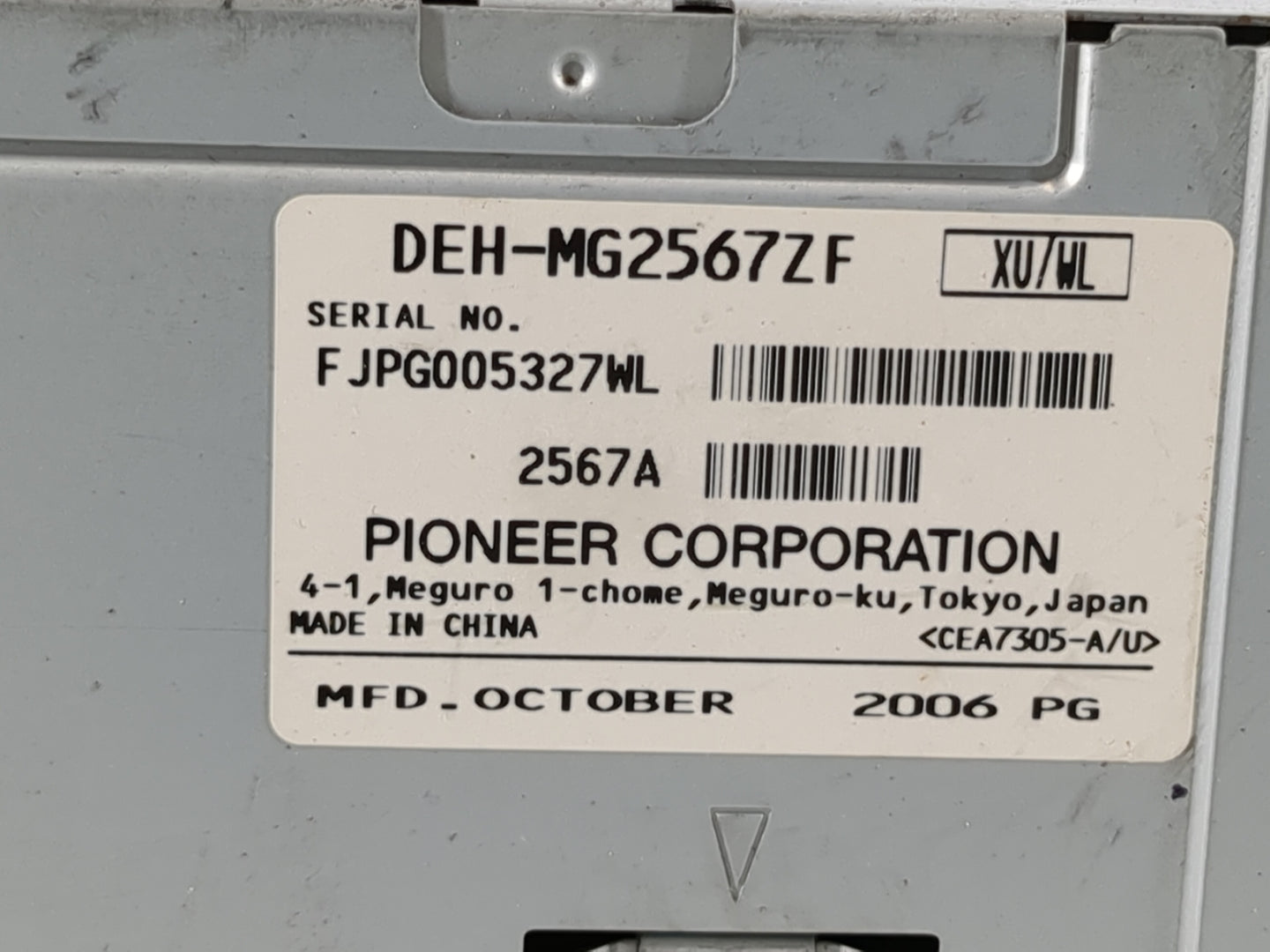 2007 Lincoln Mkz Radio AM FM Cd Player Receiver Replacement P/N:DEH-MG2567ZF Fits OEM Used Auto Parts - Oemusedautoparts1.co