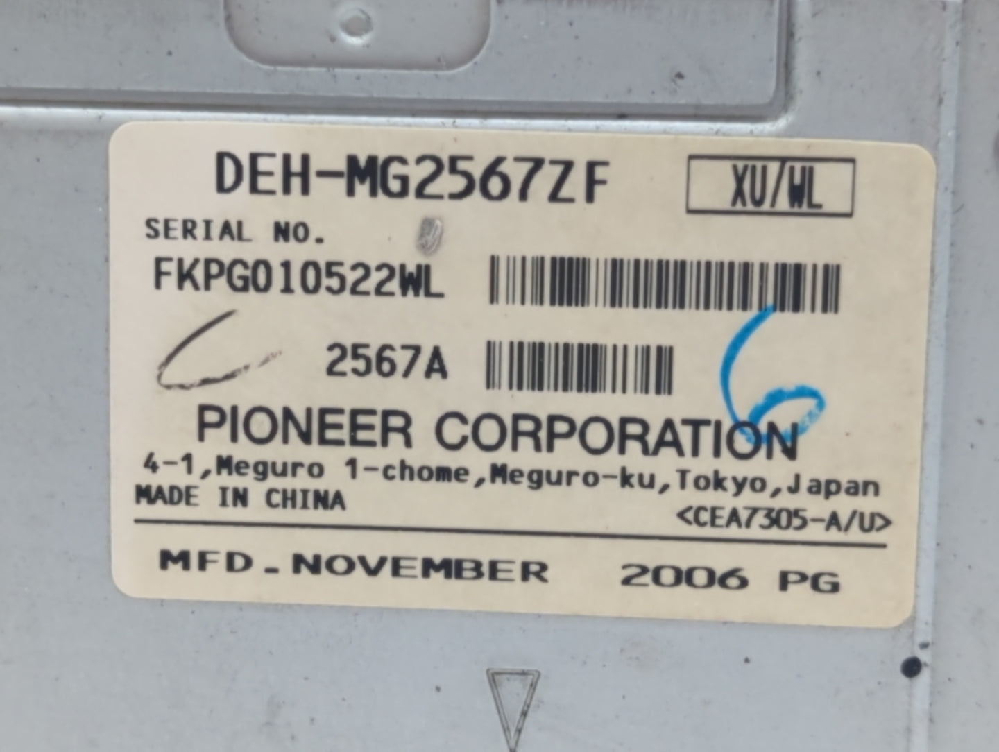 2007 Lincoln Mkz Radio AM FM Cd Player Receiver Replacement P/N:7H6T-18C815-AG DEH-MG2567ZF Fits OEM Used Auto Parts - Oemus