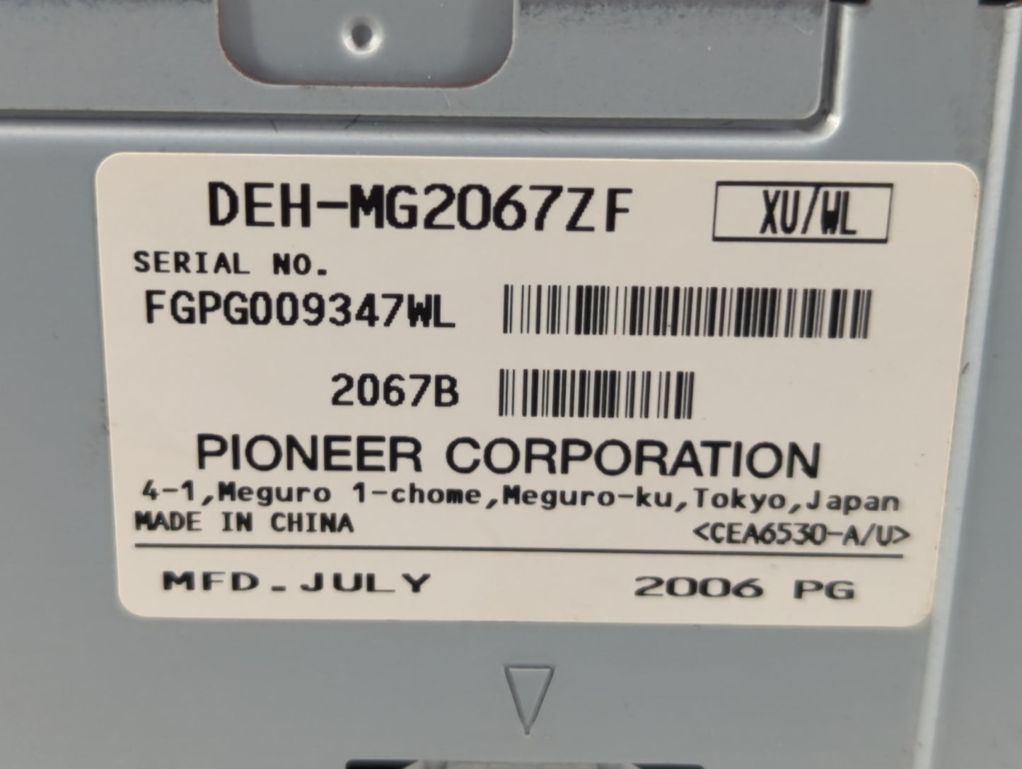 2007 Lincoln Mkz Radio AM FM Cd Player Receiver Replacement P/N:7H6T-18C815-AG DEH-MG2567ZF Fits OEM Used Auto Parts - Oemus