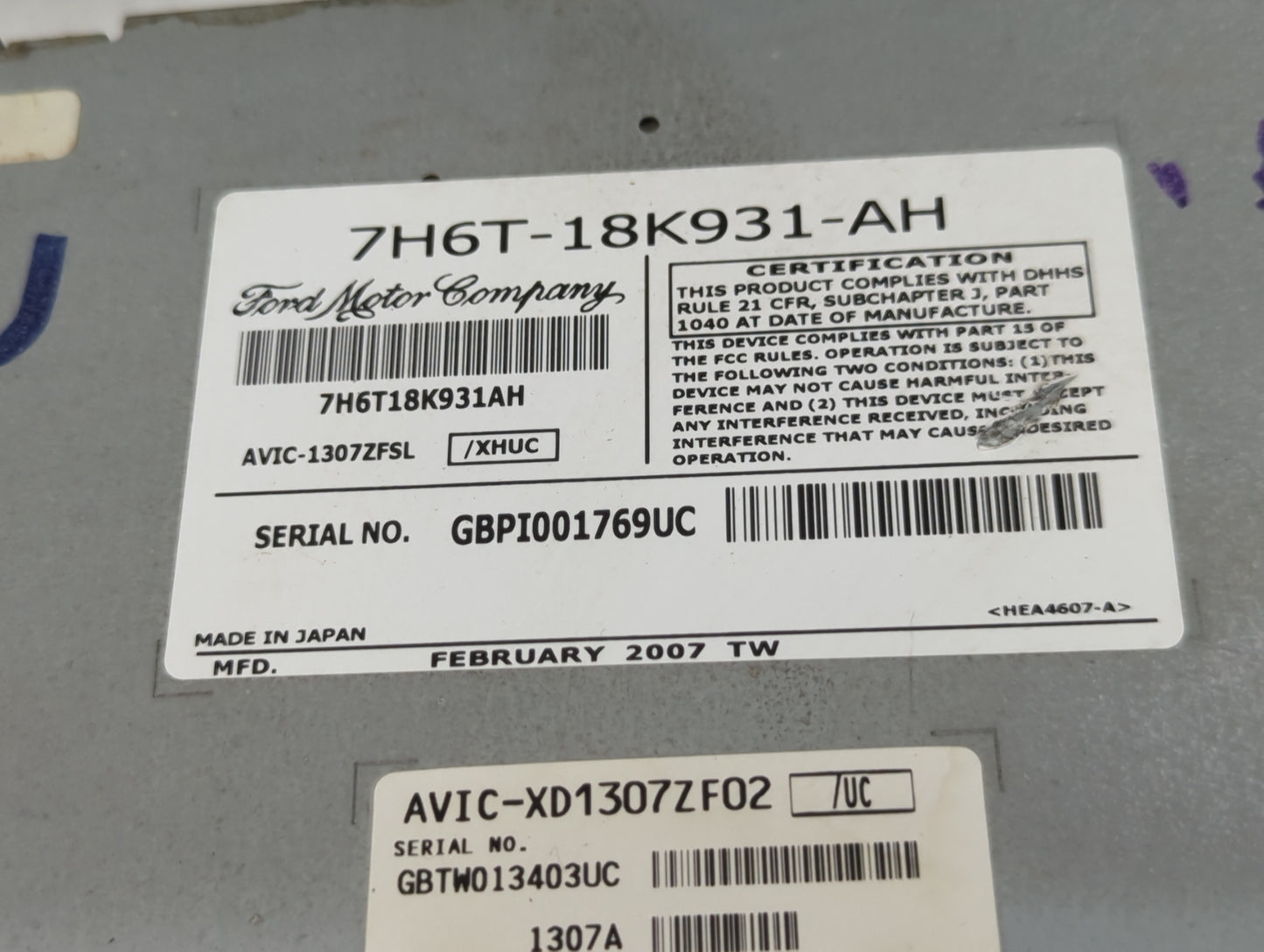 2007 Lincoln Mkz Radio AM FM Cd Player Receiver Replacement P/N:7H6T-18K931-AH Fits OEM Used Auto Parts - Oemusedautoparts1.