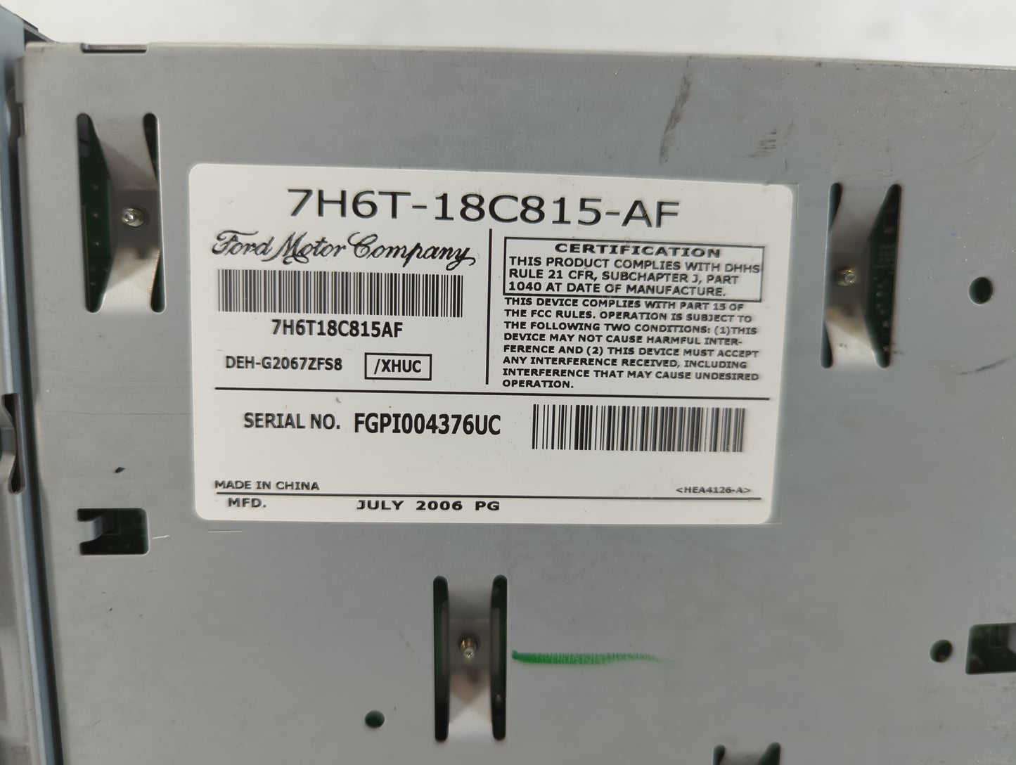2007 Lincoln Mkz Radio AM FM Cd Player Receiver Replacement P/N:7H6T-18C815-AF 7H6T18C815AF Fits OEM Used Auto Parts - Oemus