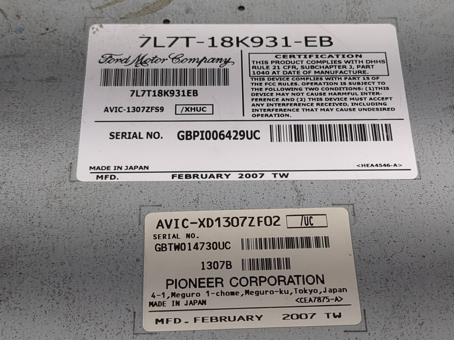 2007 Lincoln Navigator Radio AM FM Cd Player Receiver Replacement P/N:7L7T-18K931-EB Fits OEM Used Auto Parts - Oemusedautop
