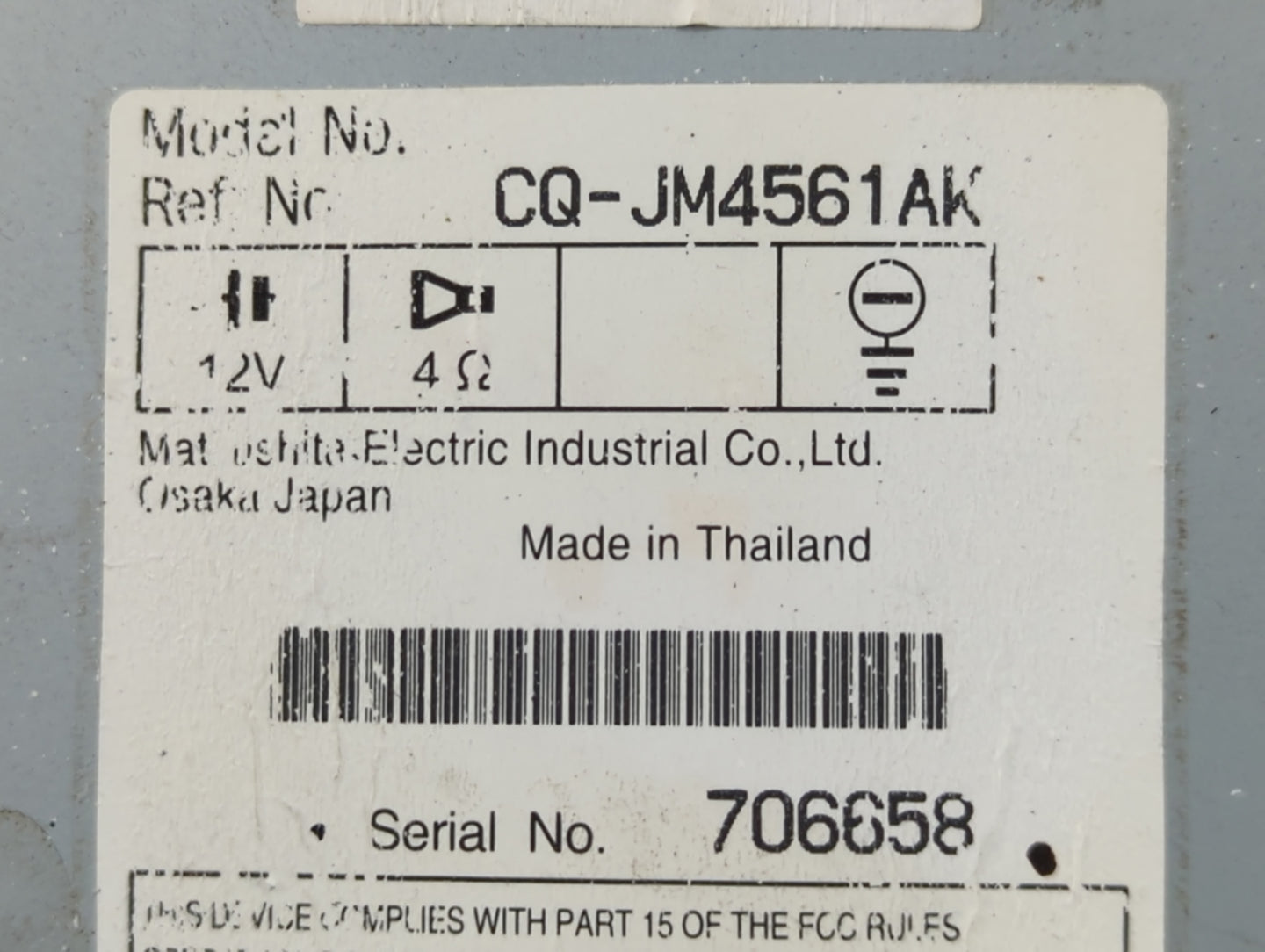 2006-2008 Mazda 6 Radio AM FM Cd Player Receiver Replacement P/N:CQ-JM4560AK Fits Fits 2006 2007 2008 OEM Used Auto Parts - 