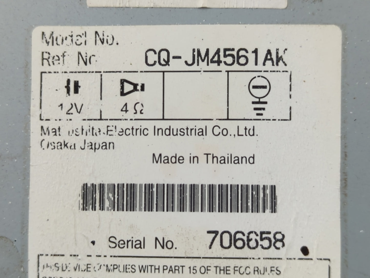 2006-2008 Mazda 6 Radio AM FM Cd Player Receiver Replacement P/N:CQ-JM4560AK Fits Fits 2006 2007 2008 OEM Used Auto Parts - 