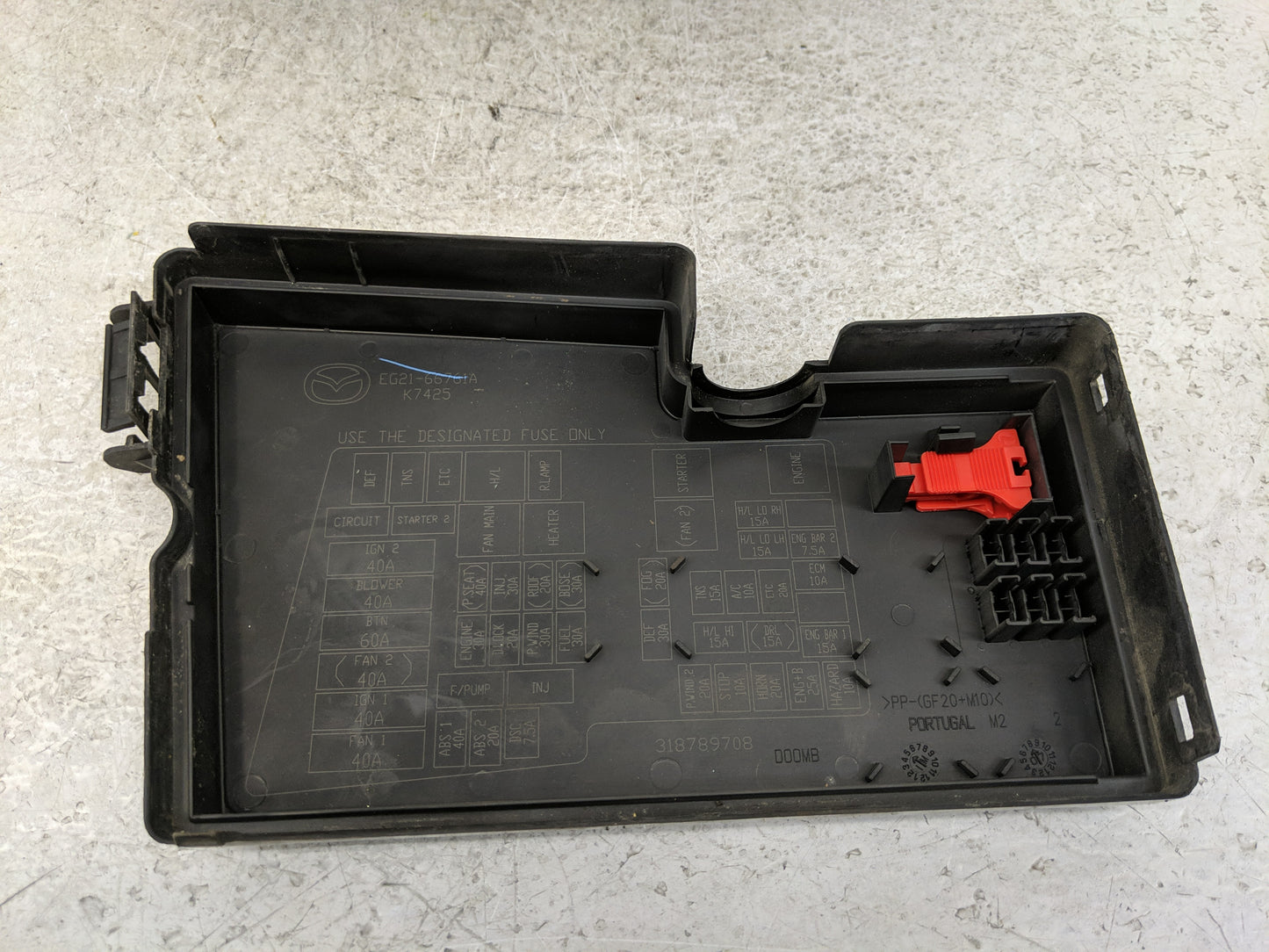2007-2009 Mazda Cx-7 Fusebox Fuse Box Panel Relay Module P/N:EG21-66761A Fits Fits 2007 2008 2009 OEM Used Auto Parts - Oemu