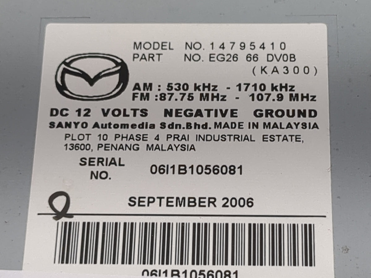 2007-2008 Mazda Cx-7 Radio AM FM Cd Player Receiver Replacement P/N:14795410 EG2666DV0B Fits Fits 2007 2008 OEM Used Auto Pa