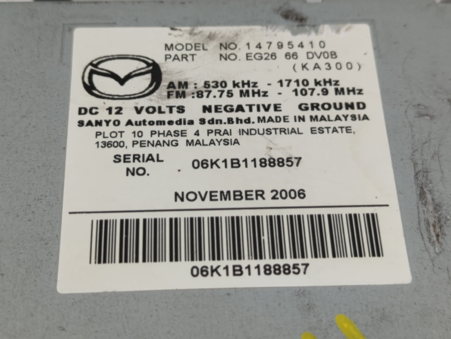 2007-2009 Mazda Cx-7 Radio AM FM Cd Player Receiver Replacement P/N:EG26 66 DV0B Fits Fits 2007 2008 2009 OEM Used Auto Part