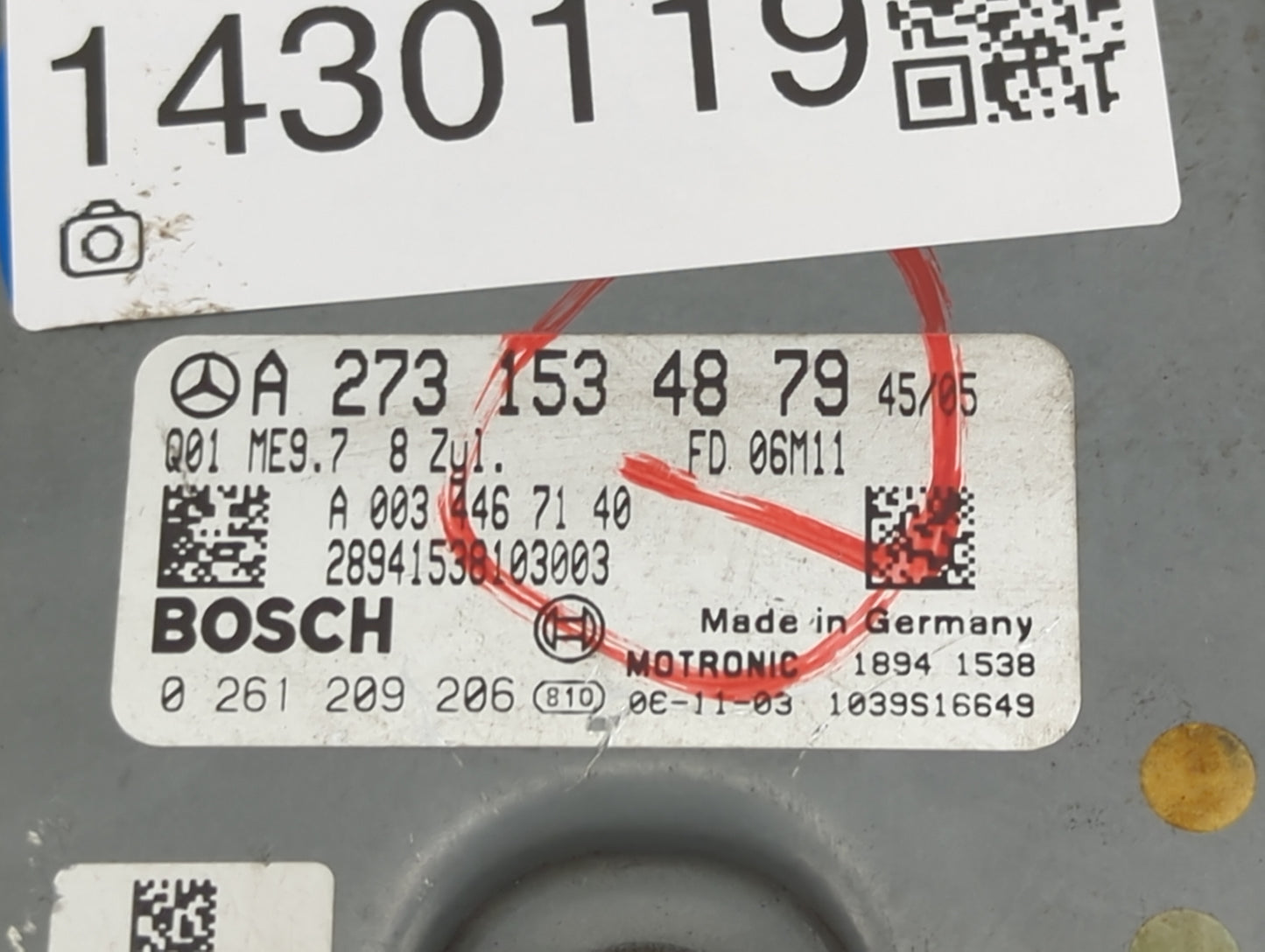 2007 Mercedes-Benz Gl450 PCM Engine Control Computer ECU ECM PCU OEM P/N:0 261 209 206 A 0034467140, A 273 153 48 79 Fits OE