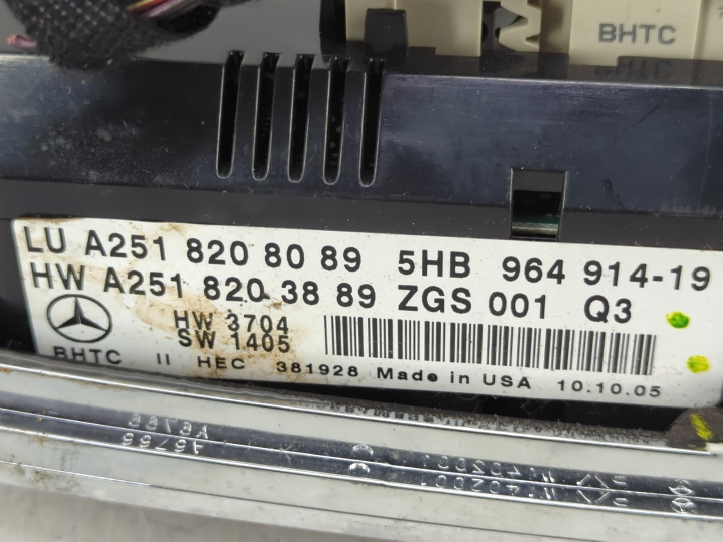 2006-2008 Mercedes-Benz Ml350 Climate Control Module Temperature AC/Heater Replacement P/N:A251 820 38 89 A251 820 80 89 Fit