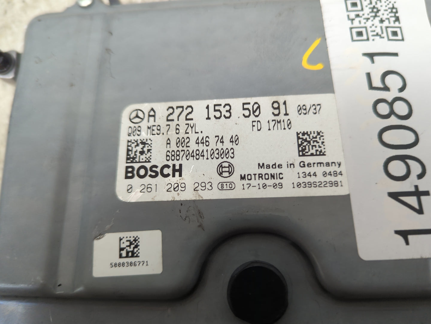 2007 Mercedes E-Class PCM Engine Control Computer ECU ECM PCU OEM P/N:A 272 153 50 91 A 002 446 74 40 Fits Fits 2008 OEM Use