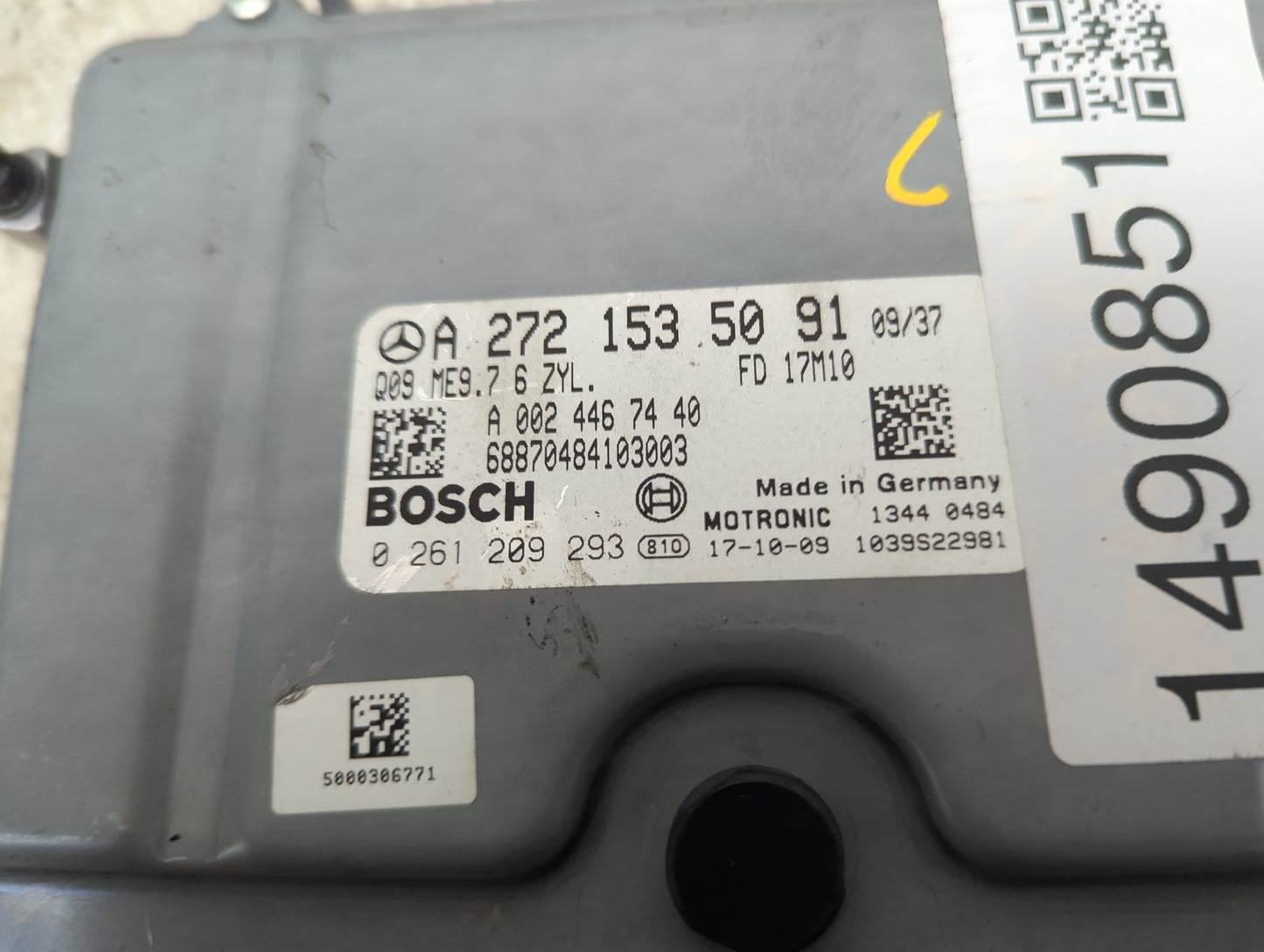 2007 Mercedes E-Class PCM Engine Control Computer ECU ECM PCU OEM P/N:A 272 153 50 91 A 002 446 74 40 Fits Fits 2008 OEM Use
