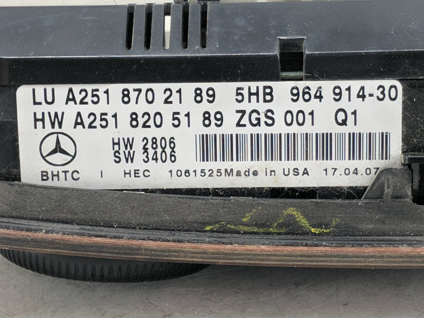 2007 Mercedes R-Class Climate Control Module Temperature AC/Heater Replacement P/N:A2518702189 A2518205189 Fits Fits 2008 OE