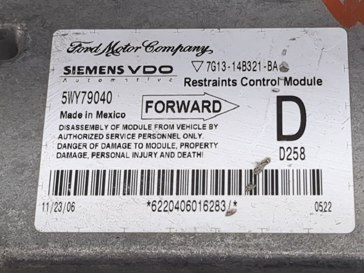 2007 Mercury Montego Safety Restraint Srs Airbag Control Module - Oemusedautoparts1.com