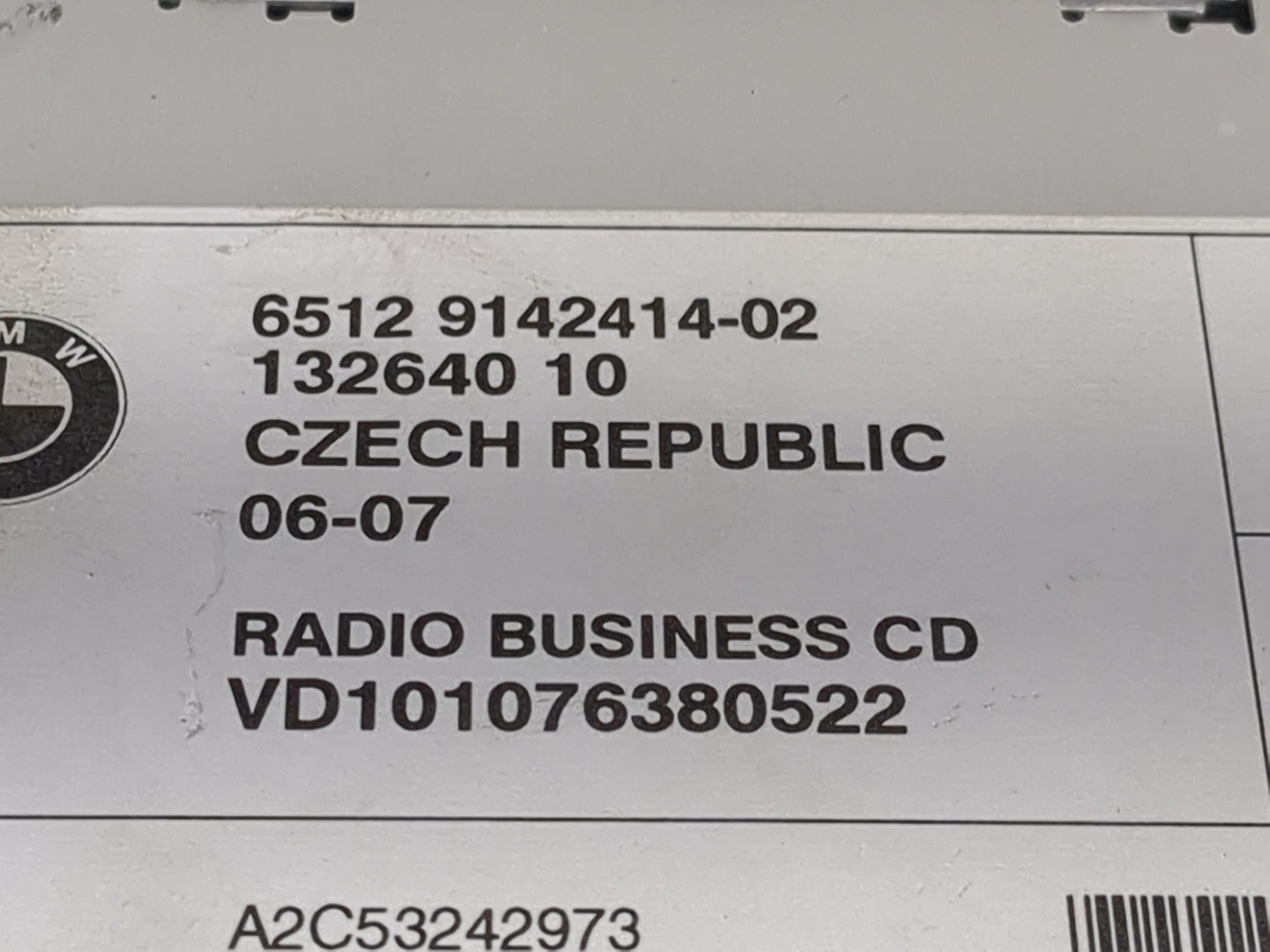 2007 Mini Cooper Radio AM FM Cd Player Receiver Replacement P/N:6512 9142414-02 132640 10, VD101076380522, A2C53242973 Fits 