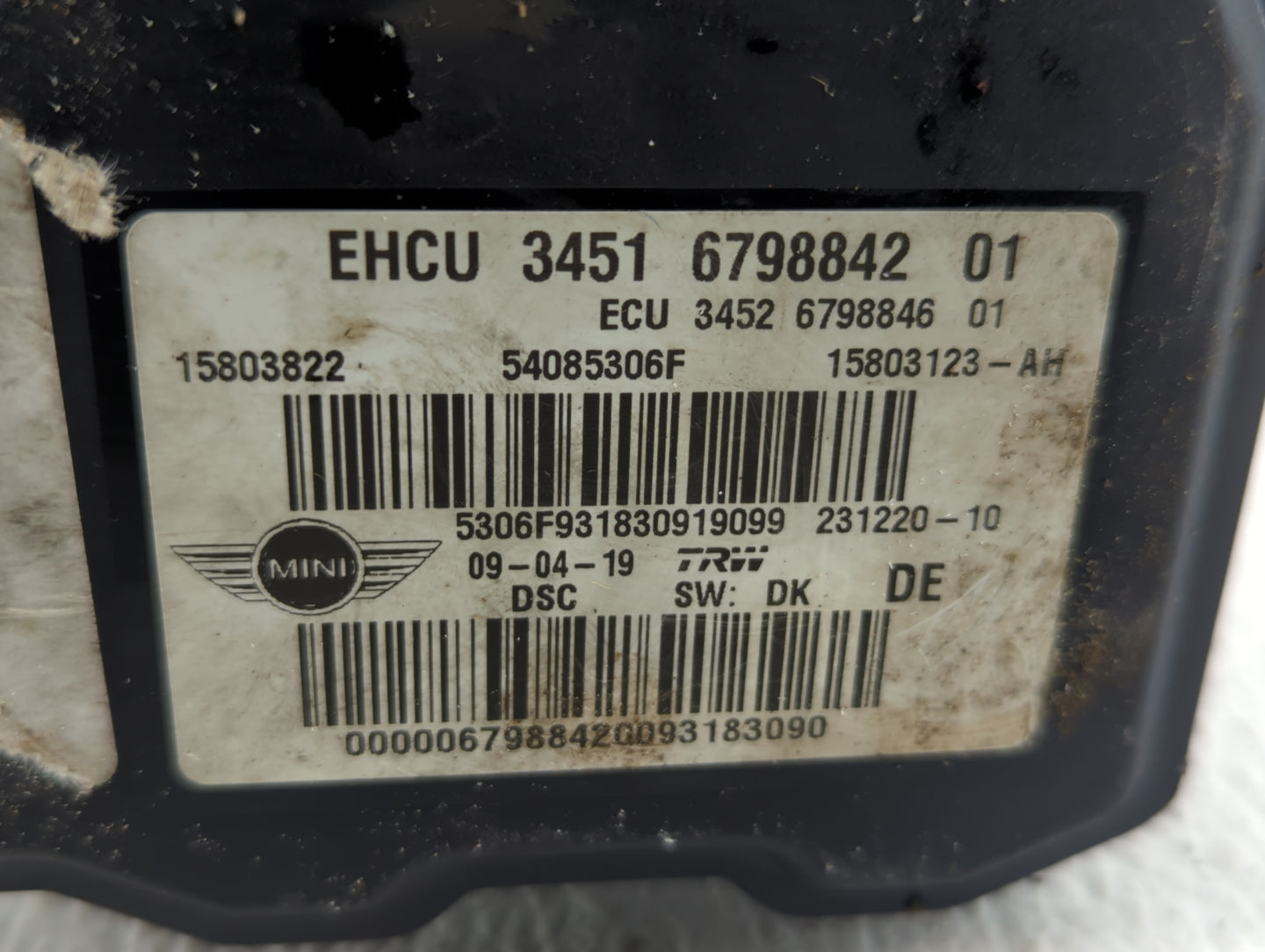 2007 Mini Cooper ABS Pump Control Module Replacement P/N:6798842 6785909, 6784579, 6780922, 6780923, 6785943 Fits OEM Used A