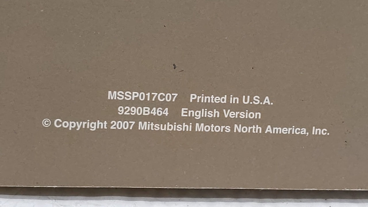 2007 Mitsubishi Galant Owners Manual Book Guide OEM Used Auto Parts - Oemusedautoparts1.com