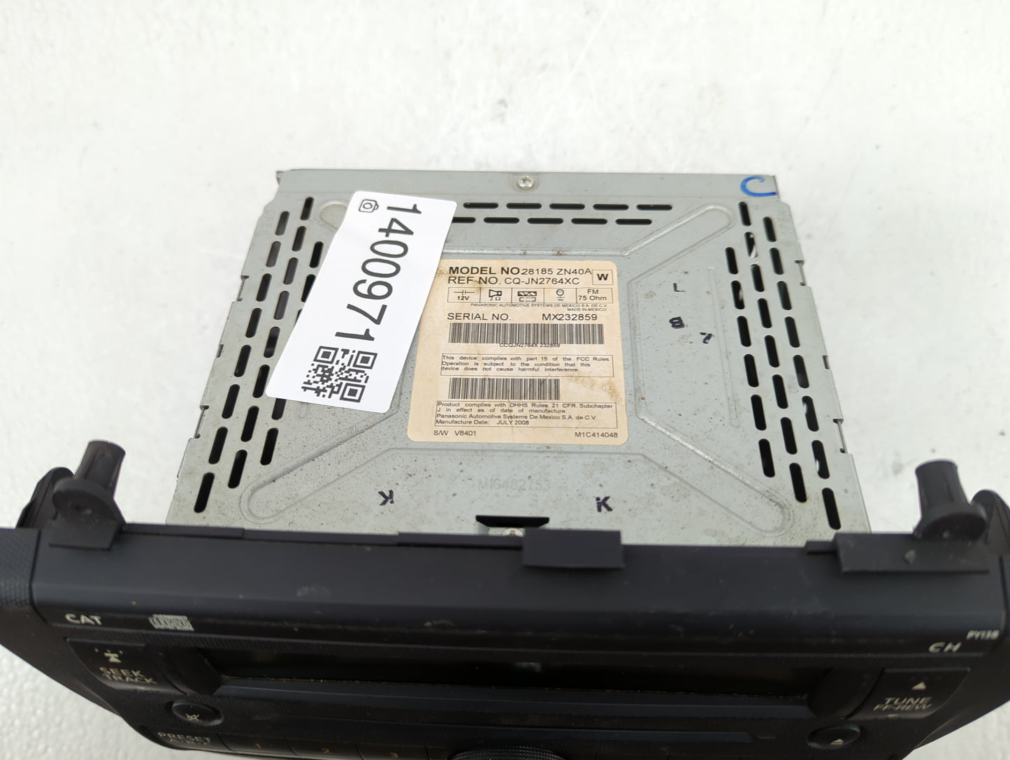 2007-2009 Nissan Altima Radio AM FM Cd Player Receiver Replacement P/N:28185 ZN40A Fits Fits 2007 2008 2009 OEM Used Auto Pa