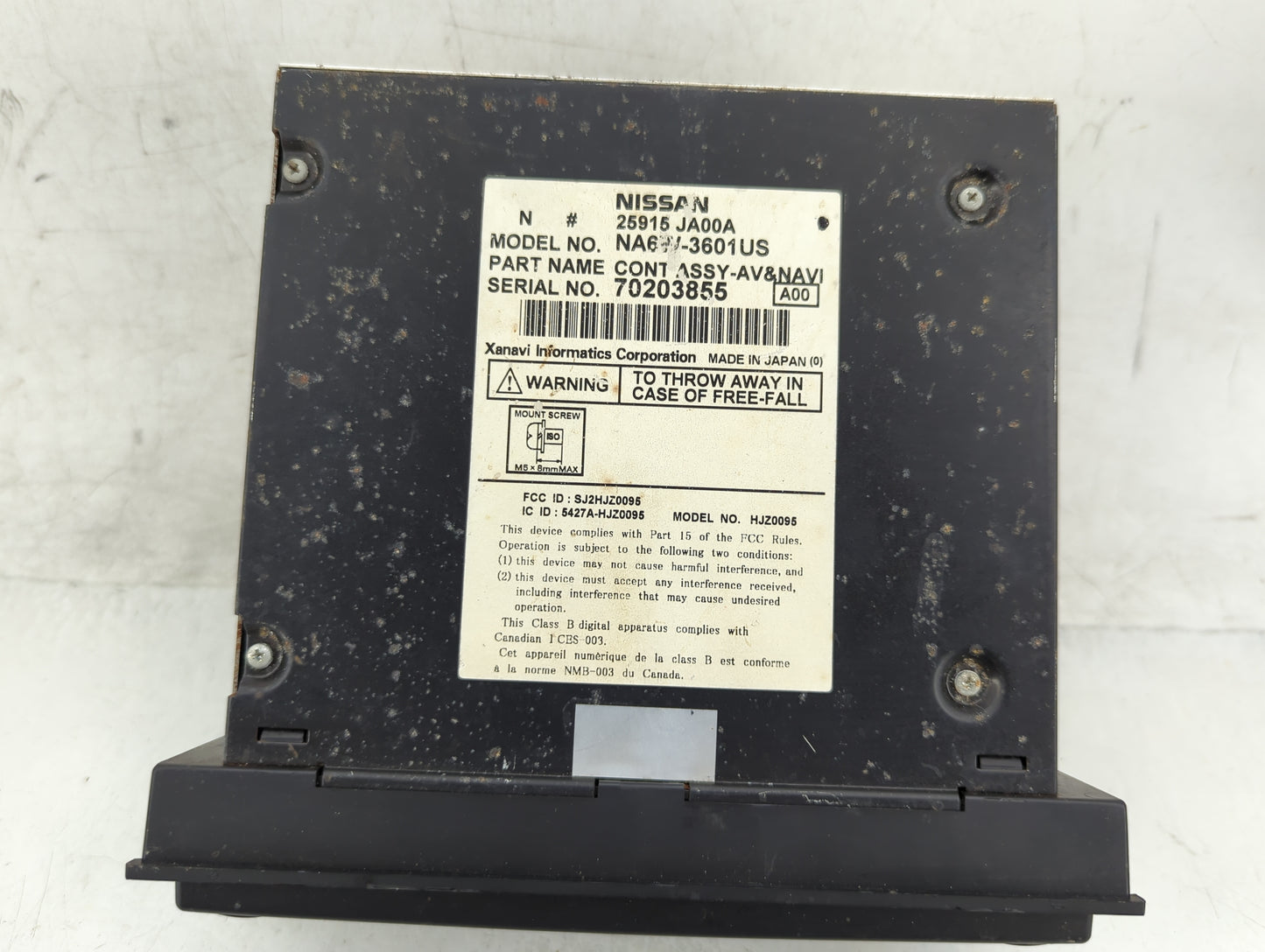 2007-2008 Nissan Altima Radio AM FM Cd Player Receiver Replacement P/N:25915 JA00A Fits Fits 2007 2008 OEM Used Auto Parts -
