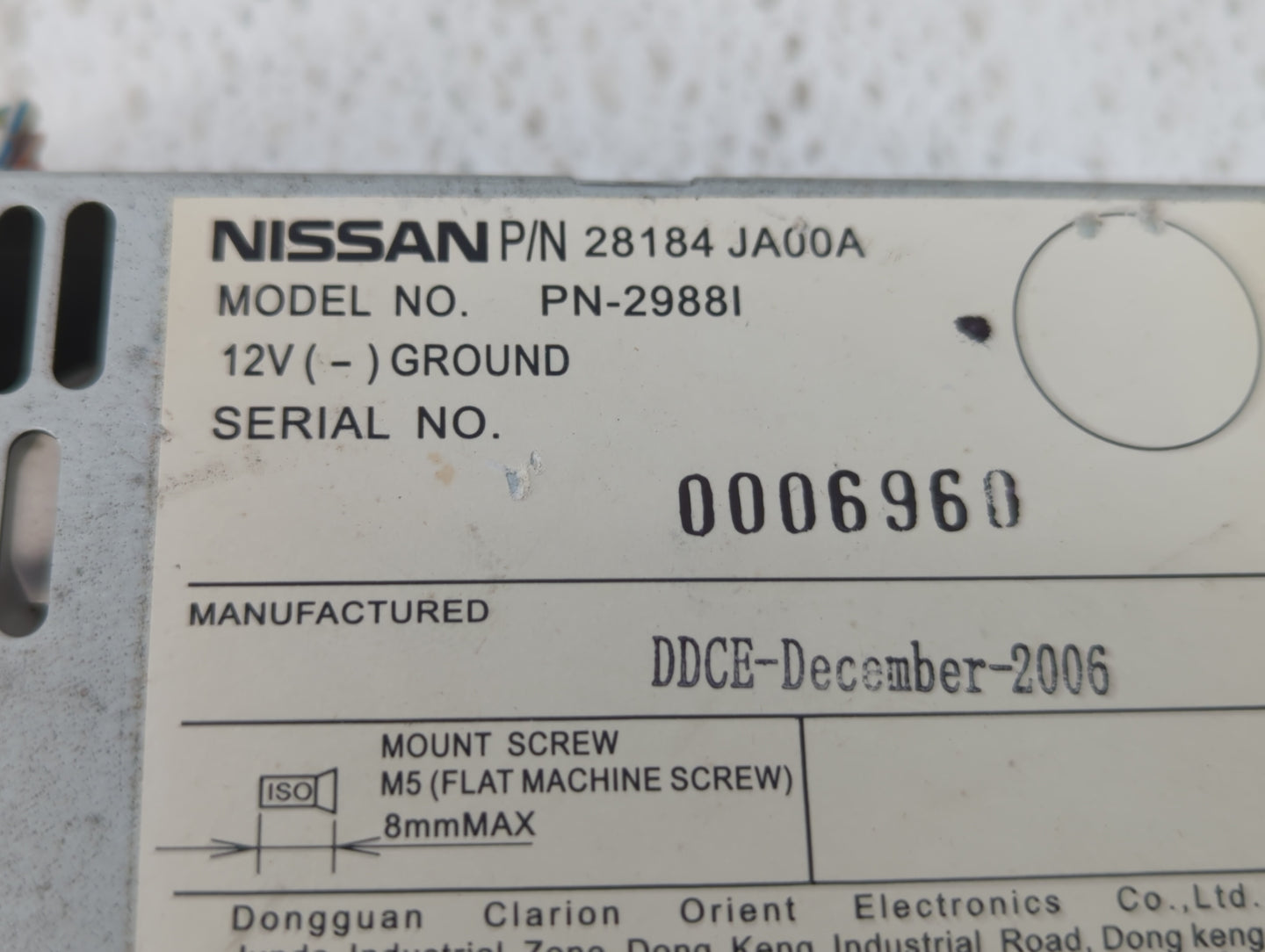 2007-2009 Nissan Altima Radio AM FM Cd Player Receiver Replacement P/N:28184 JA00A Fits Fits 2007 2008 2009 OEM Used Auto Pa