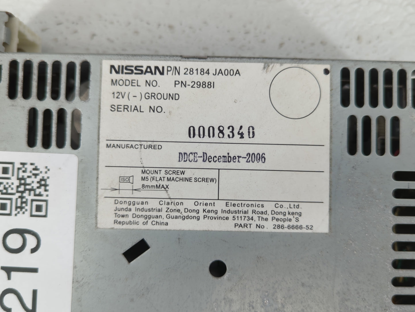 2007-2009 Nissan Altima Radio AM FM Cd Player Receiver Replacement P/N:28184 JA00A Fits Fits 2007 2008 2009 OEM Used Auto Pa