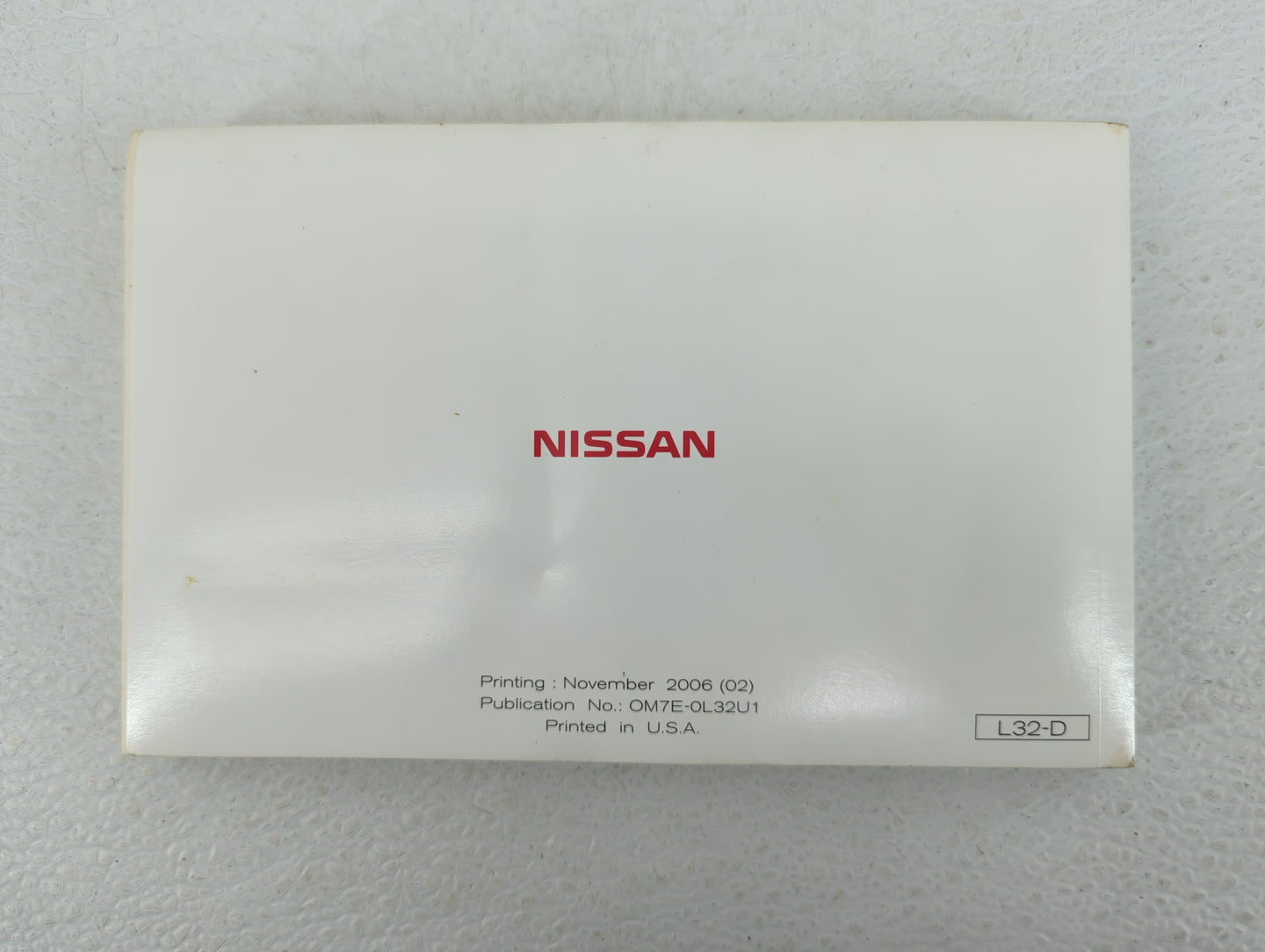 2007 Nissan Altima Owners Manual Book Guide P/N:OM7E-0L32U1 OEM Used Auto Parts - Oemusedautoparts1.com