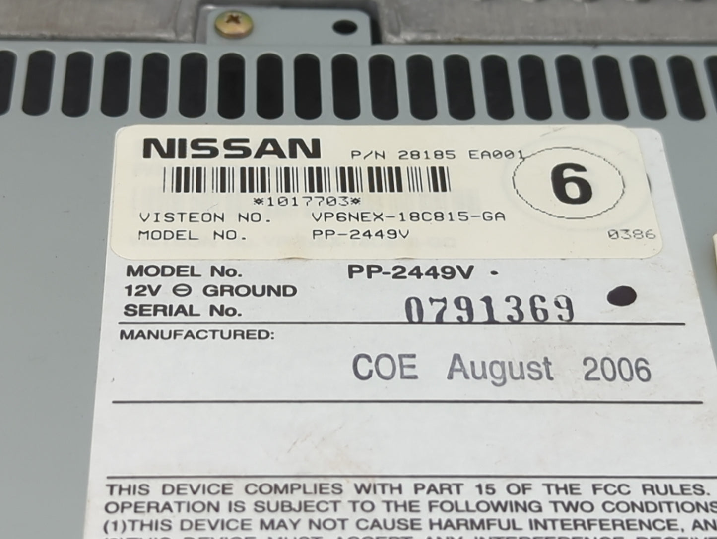 2005-2008 Nissan Frontier Radio AM FM Cd Player Receiver Replacement P/N:28185EA001 PP-2449V Fits Fits 2005 2006 2007 2008 O