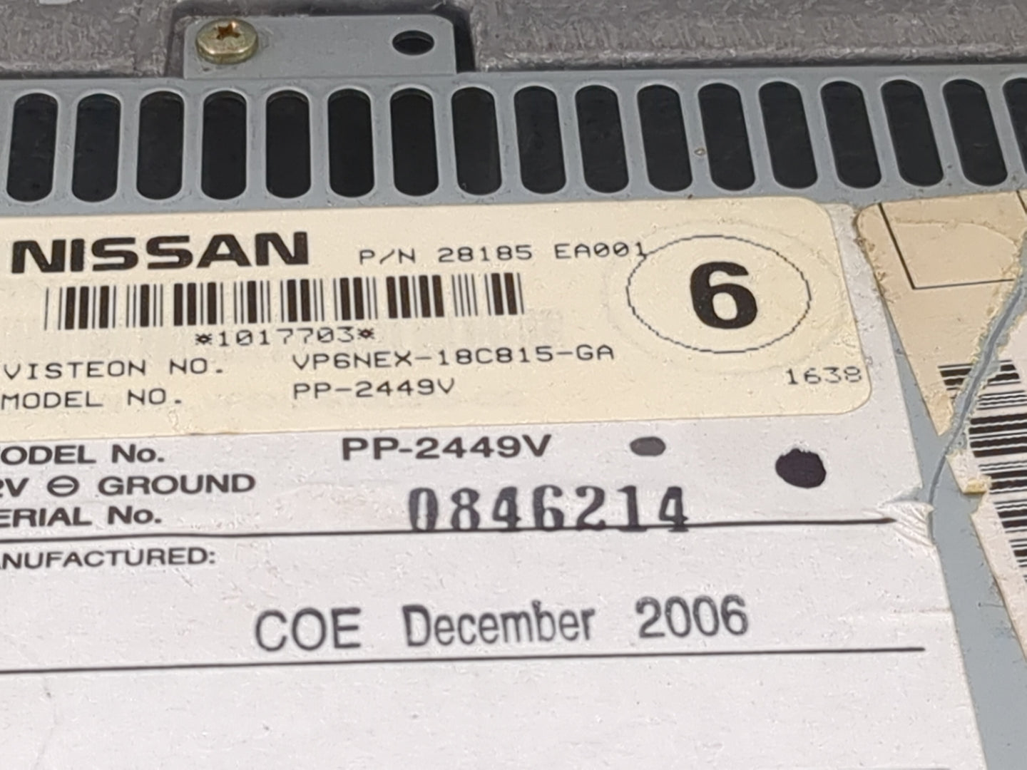 2005-2008 Nissan Frontier Radio AM FM Cd Player Receiver Replacement P/N:28185 EA001 VP6NEX-18C815-GA Fits OEM Used Auto Par