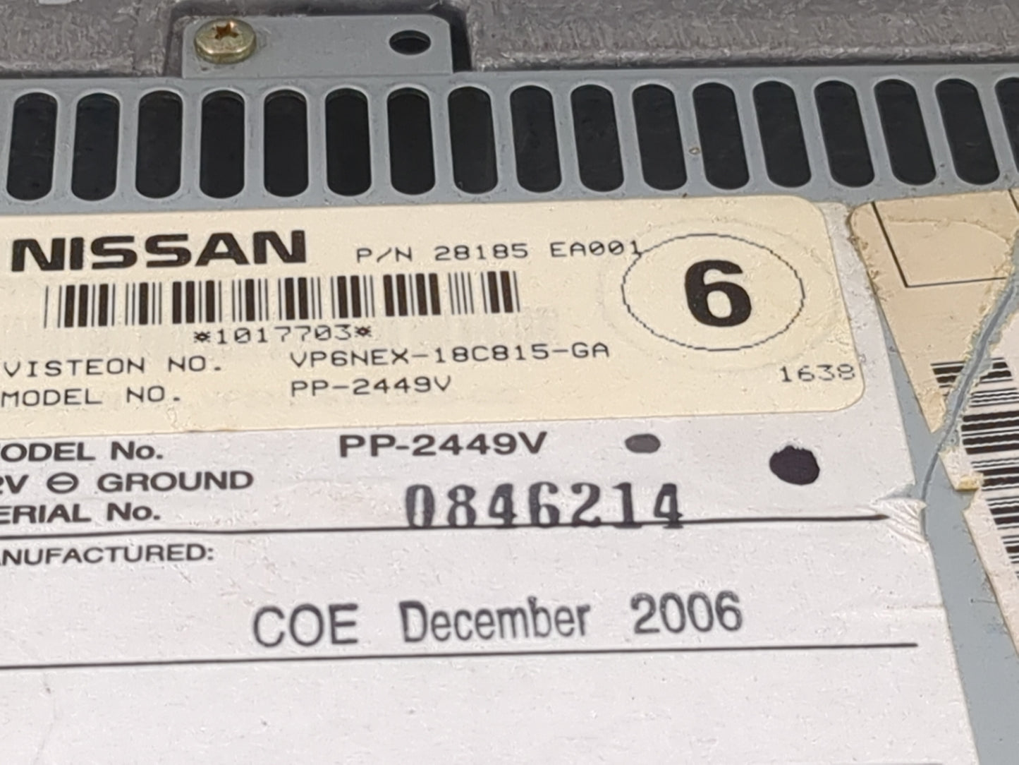 2005-2008 Nissan Frontier Radio AM FM Cd Player Receiver Replacement P/N:28185 EA001 VP6NEX-18C815-GA Fits OEM Used Auto Par
